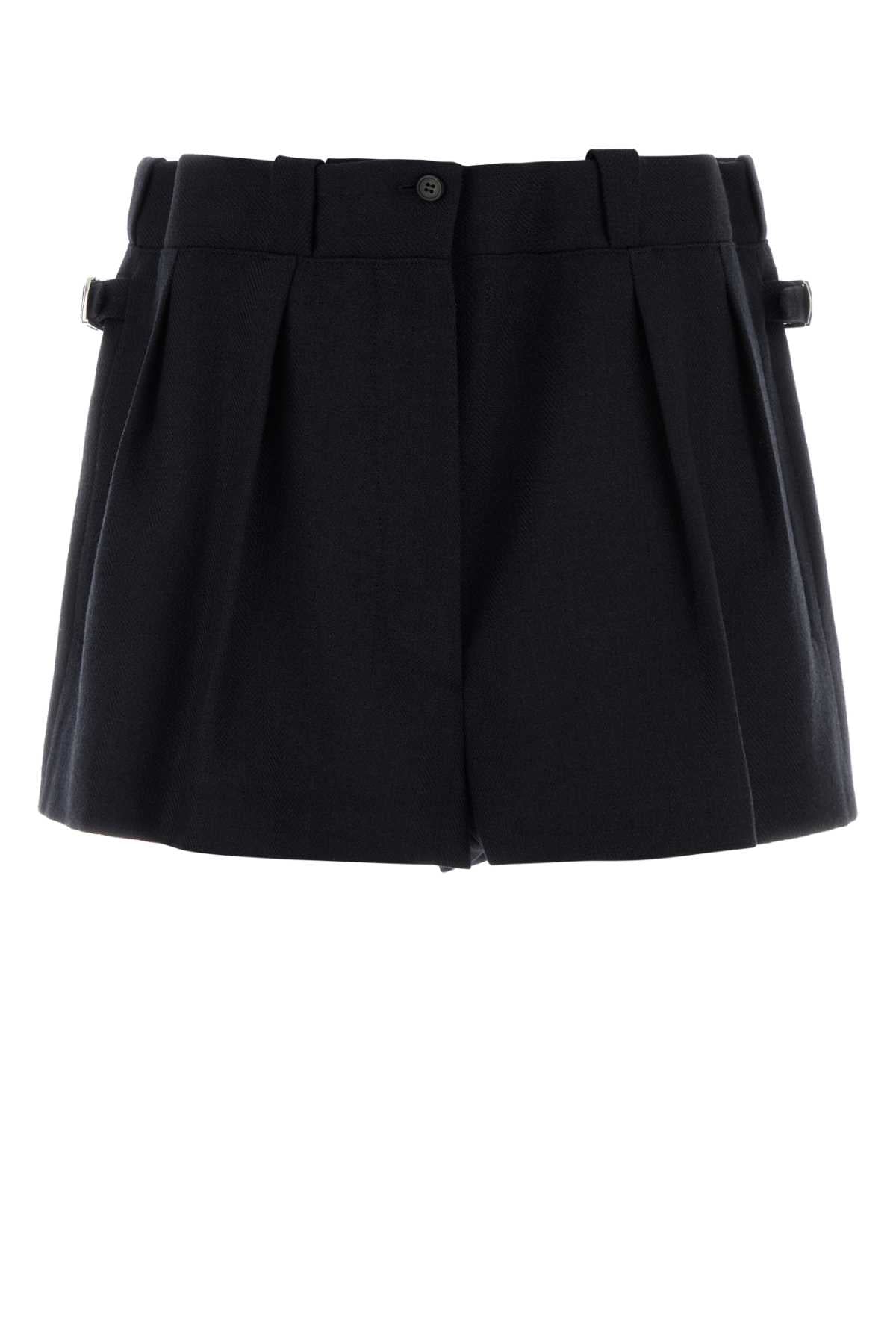Prada Women Midnight Blue Wool Shorts PRADA
