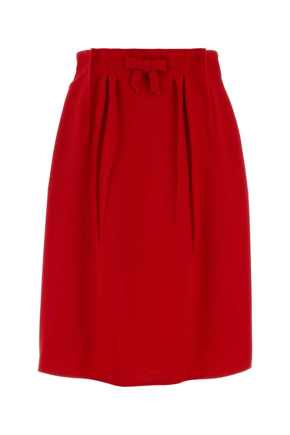 Prada Women Red Wool Skirt