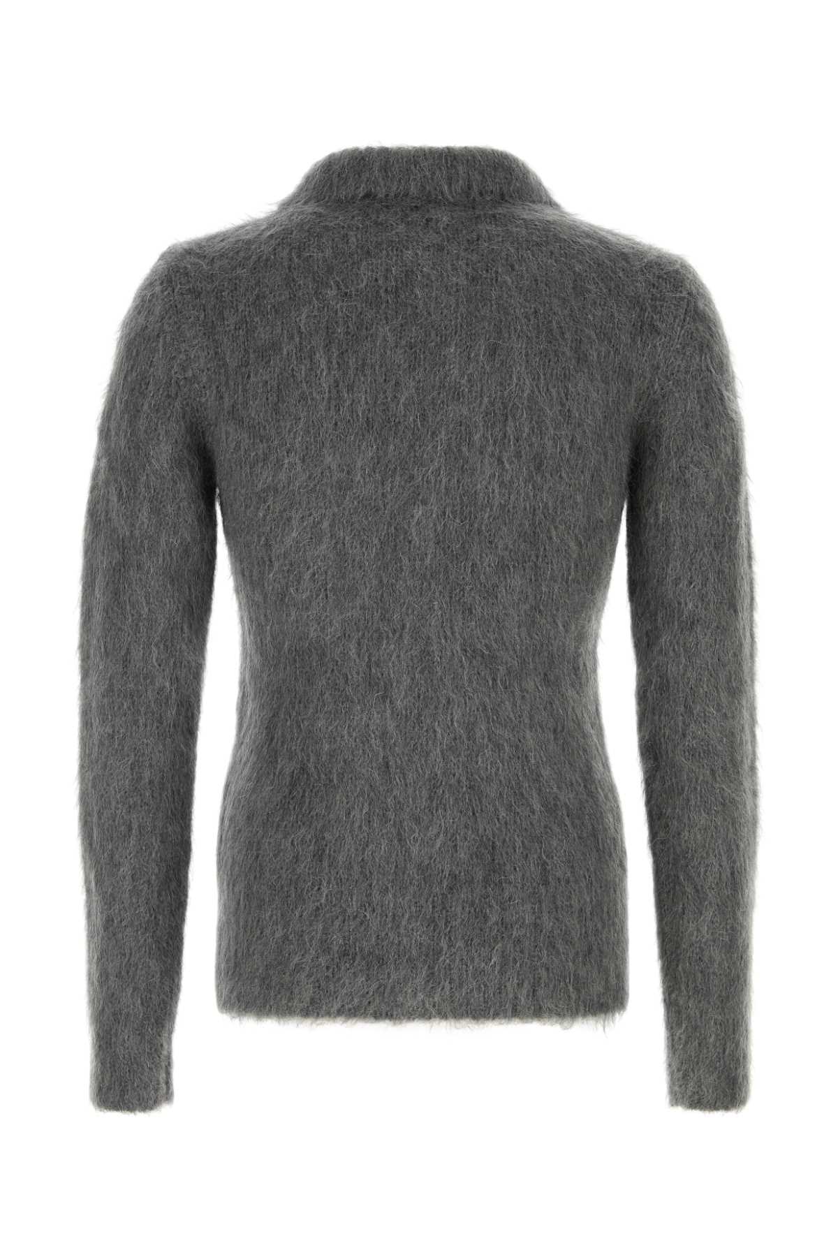 Gucci Men Grey Mohair Blend Cardigan GUCCI