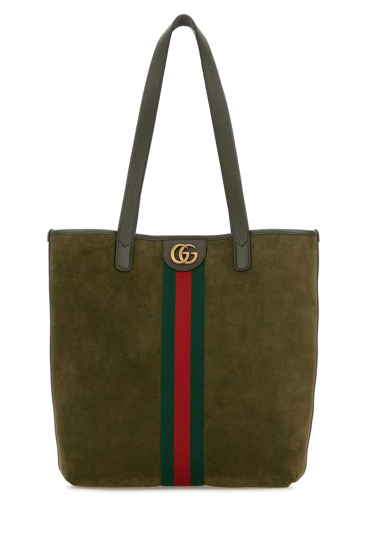 Gucci Men Olive Green Suede Ophidia Shopping Bag GUCCI