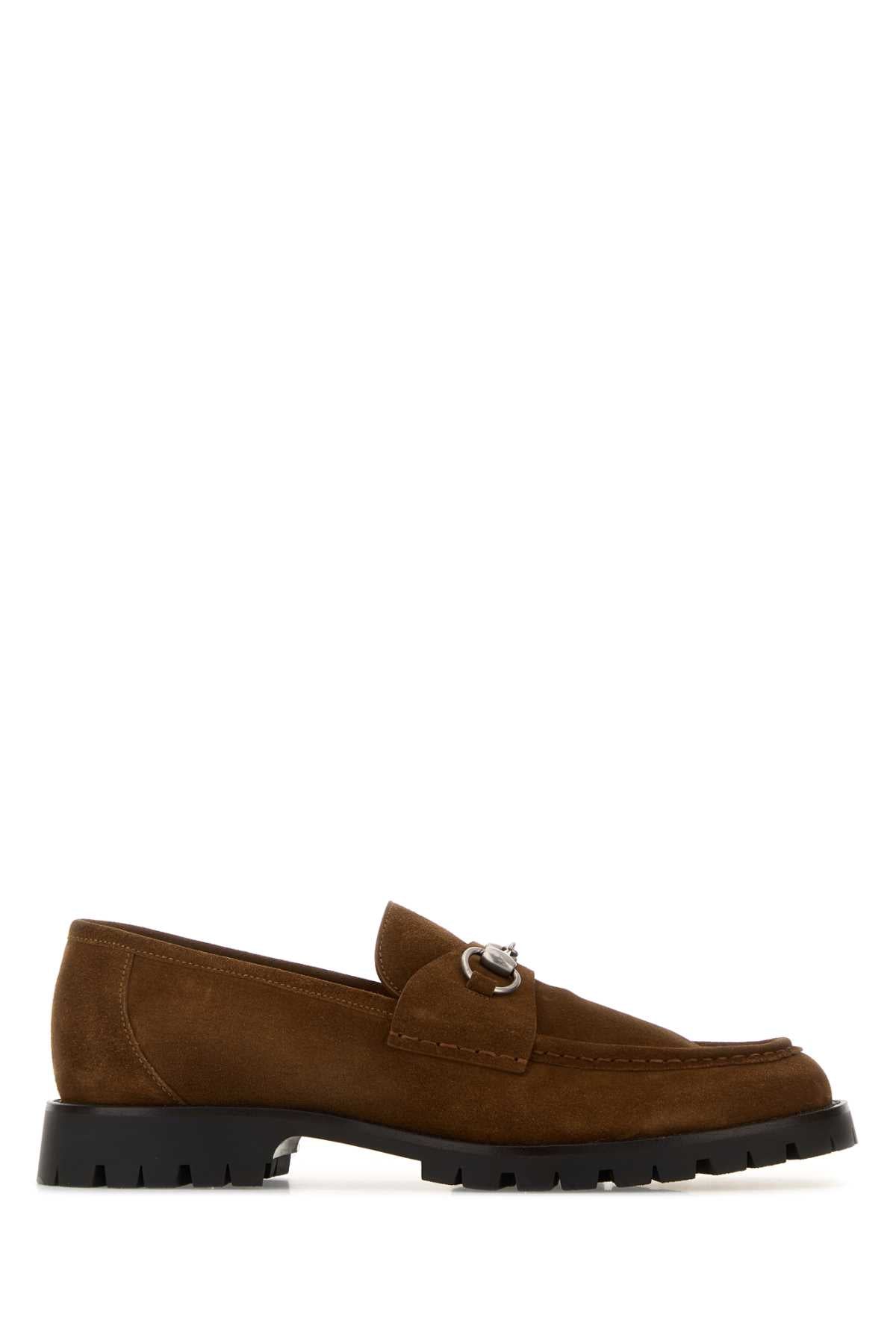 Gucci Men Brown Suede Loafers GUCCI