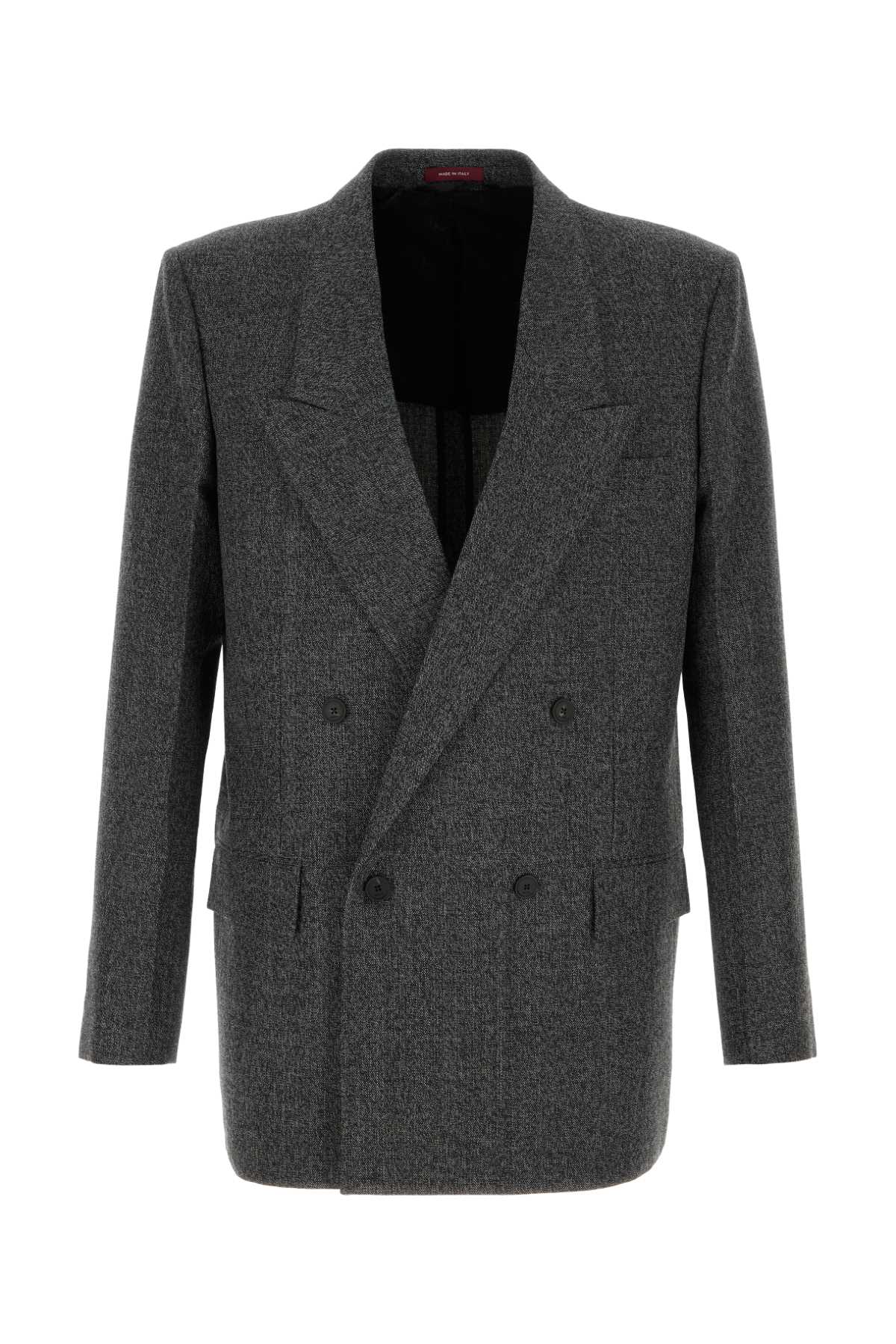 Gucci Men Melange Charcoal Wool Blazer