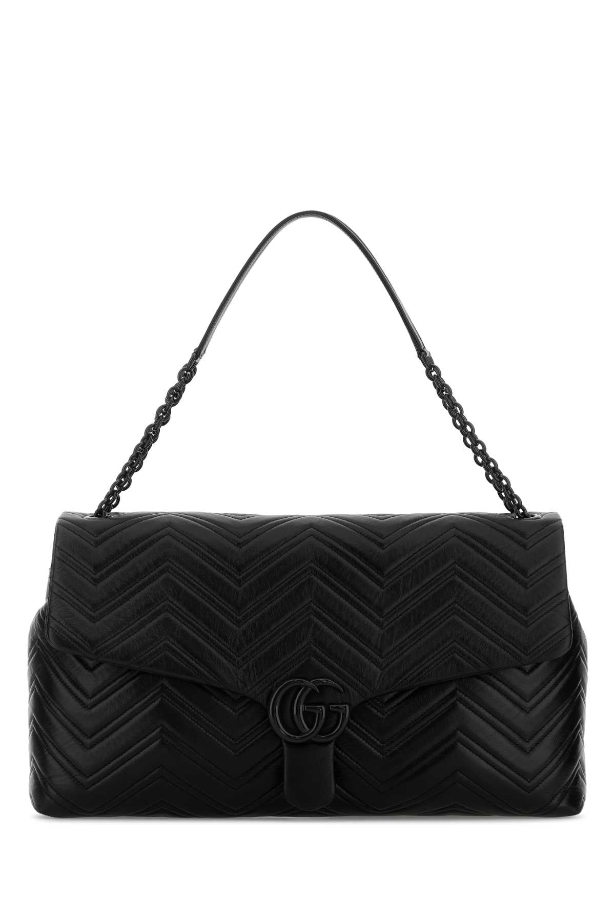 Gucci Women Black Leather Maxi Gg Marmont Shoulder Bag GUCCI