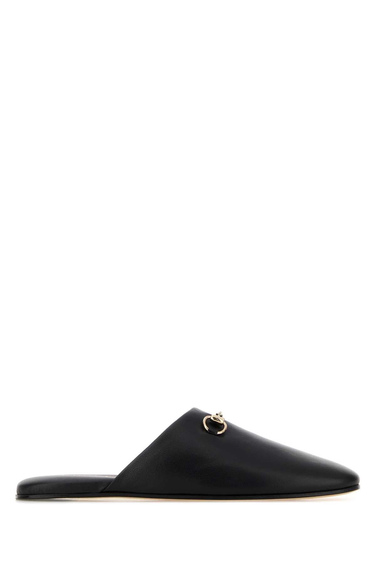 Gucci Women Black Nappa Leather Slippers GUCCI