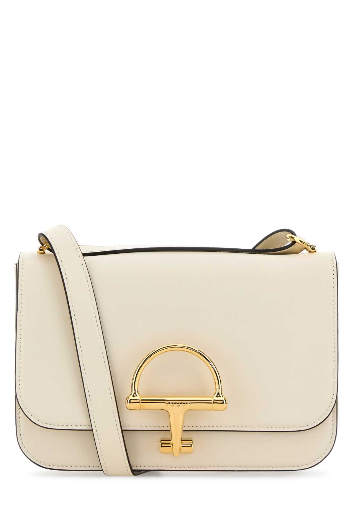 Gucci Women Ivory Leather Small Gucci Siena Shoulder Bag GUCCI