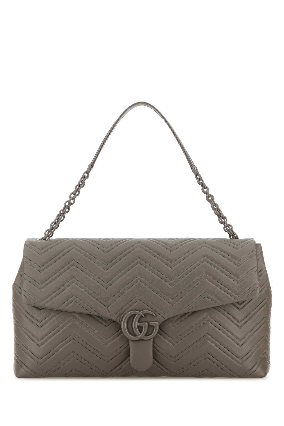 Gucci Women Grey Leather Maxi Gg Marmont Shoulder Bag GUCCI