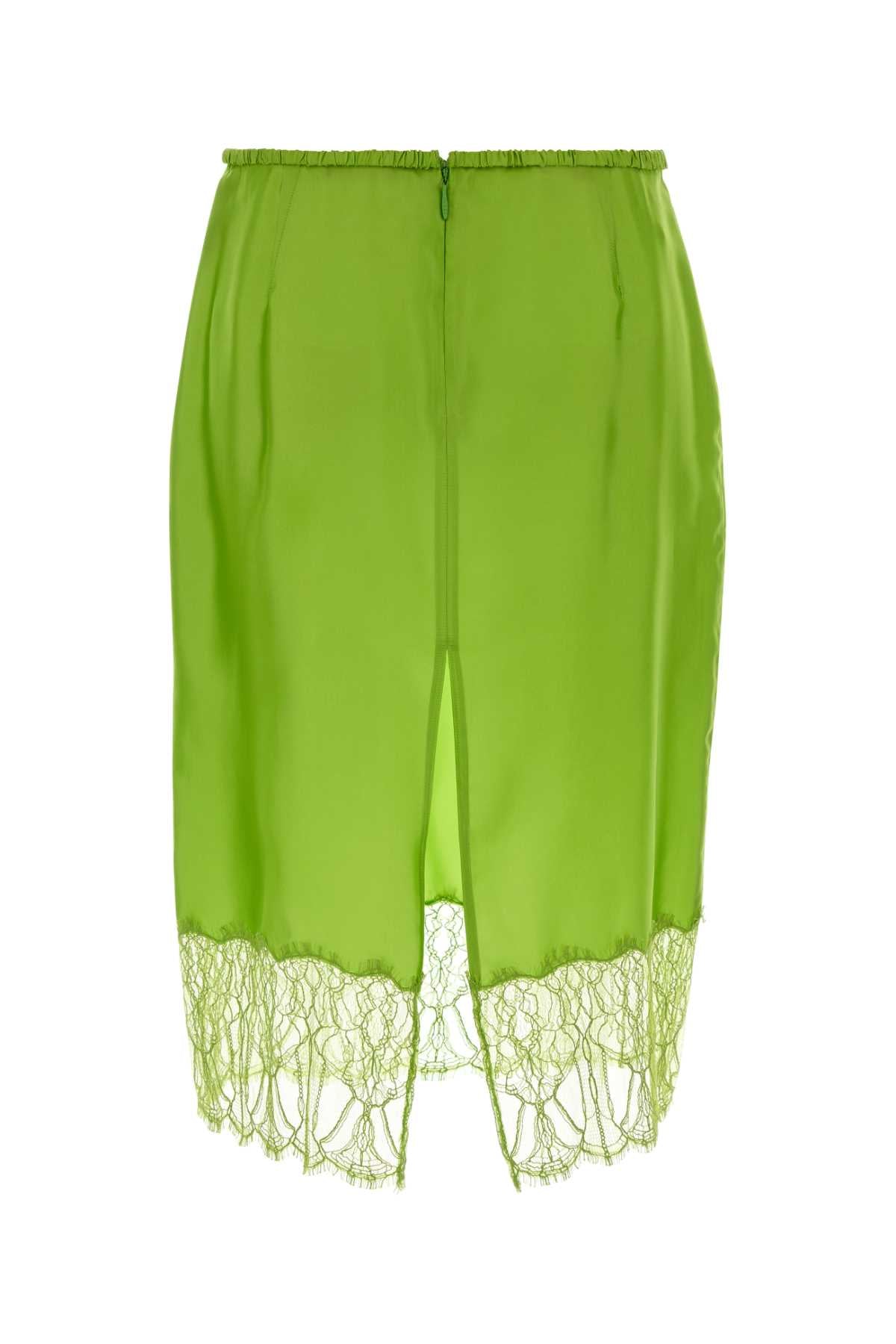 Gucci Women Fluo Green Satin Skirt GUCCI