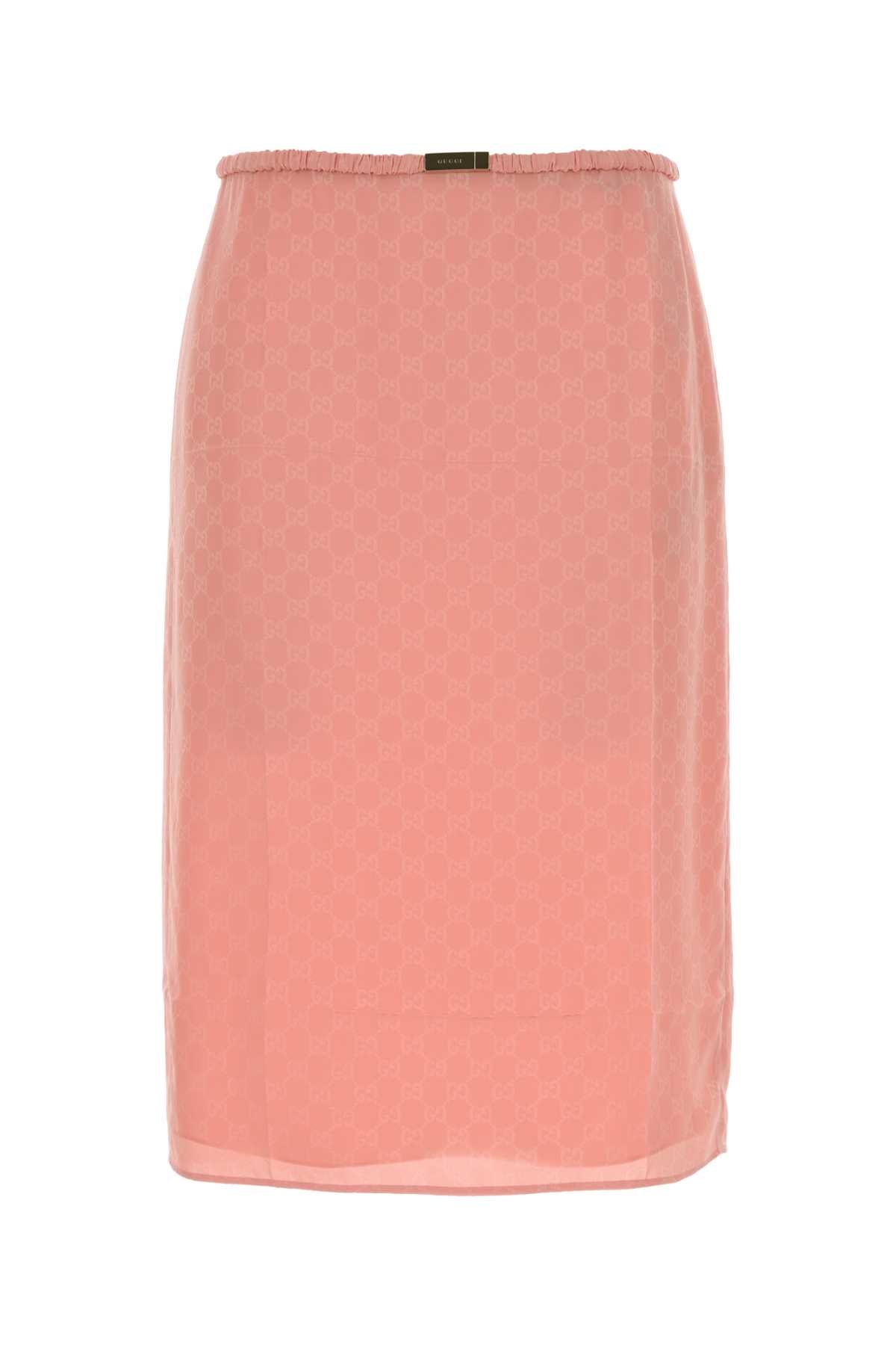 Gucci Women Pink Gg Silk Skirt GUCCI