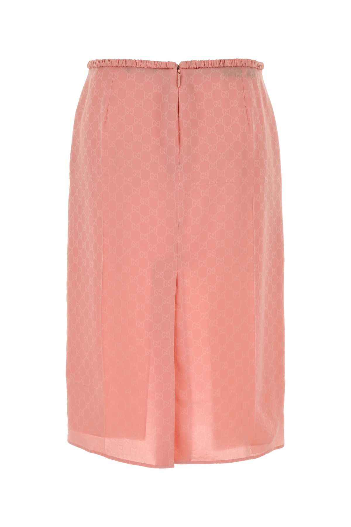 Gucci Women Pink Gg Silk Skirt GUCCI