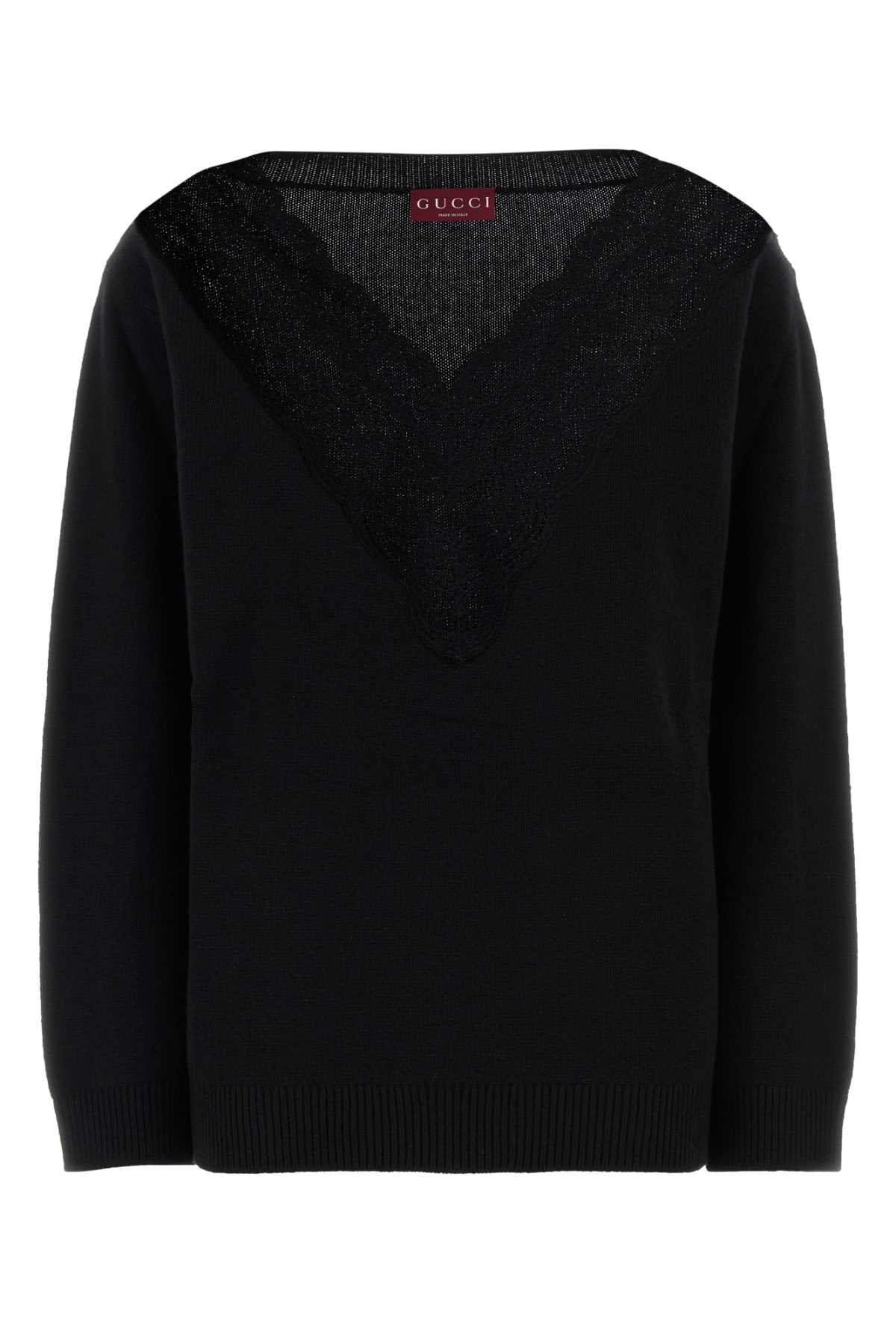 Gucci Women Black Wool Blend Oversize Sweater GUCCI