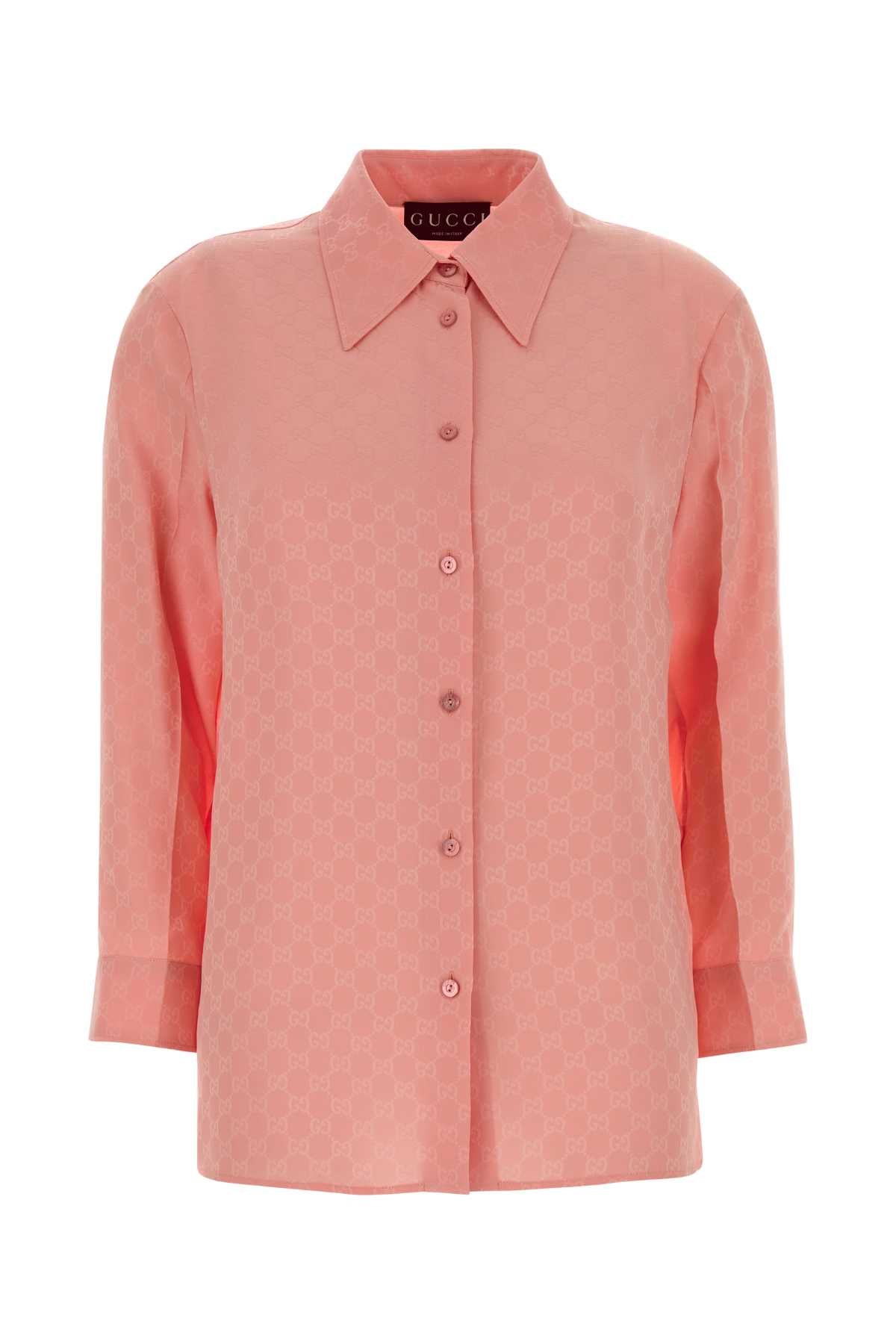 Gucci Women Pink Gg Silk Shirt GUCCI
