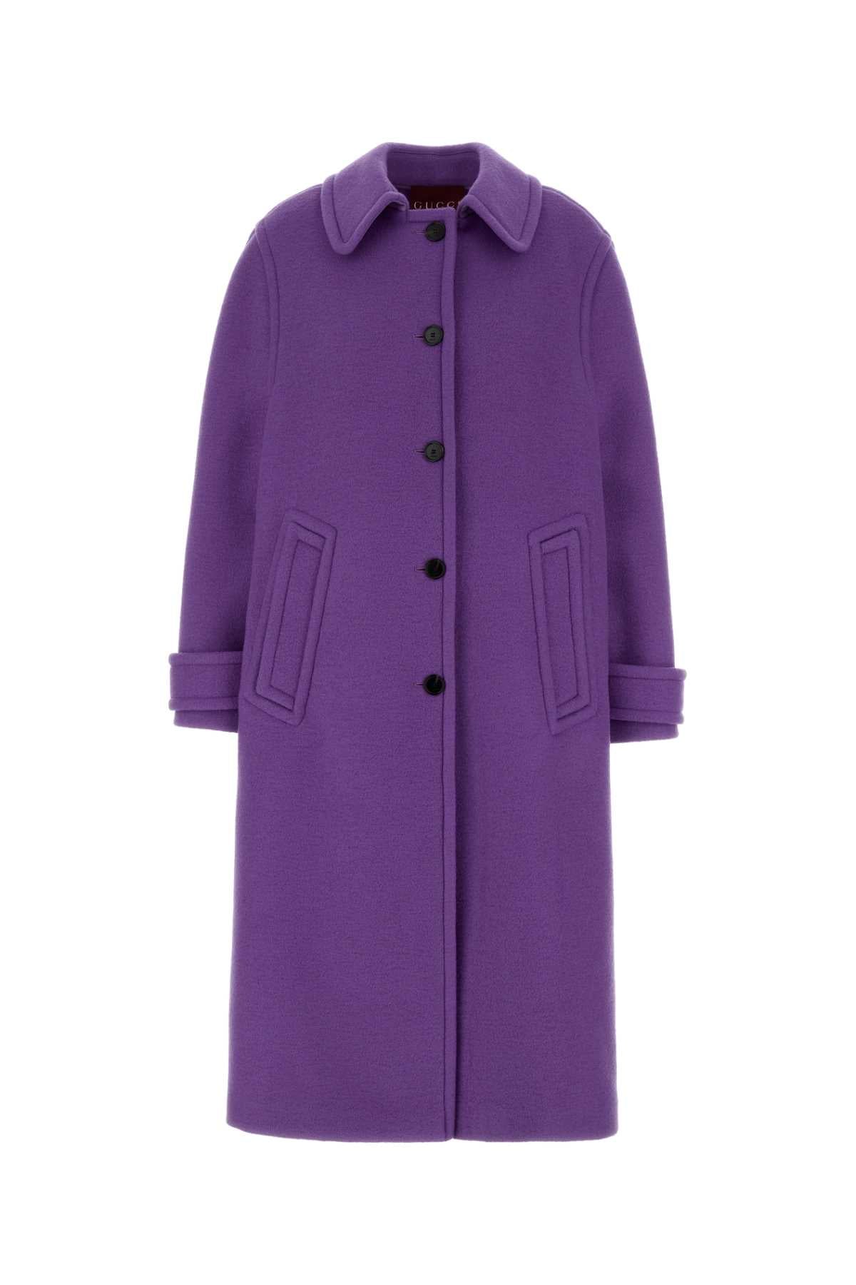 Gucci Women Purple Wool Blend Coat GUCCI