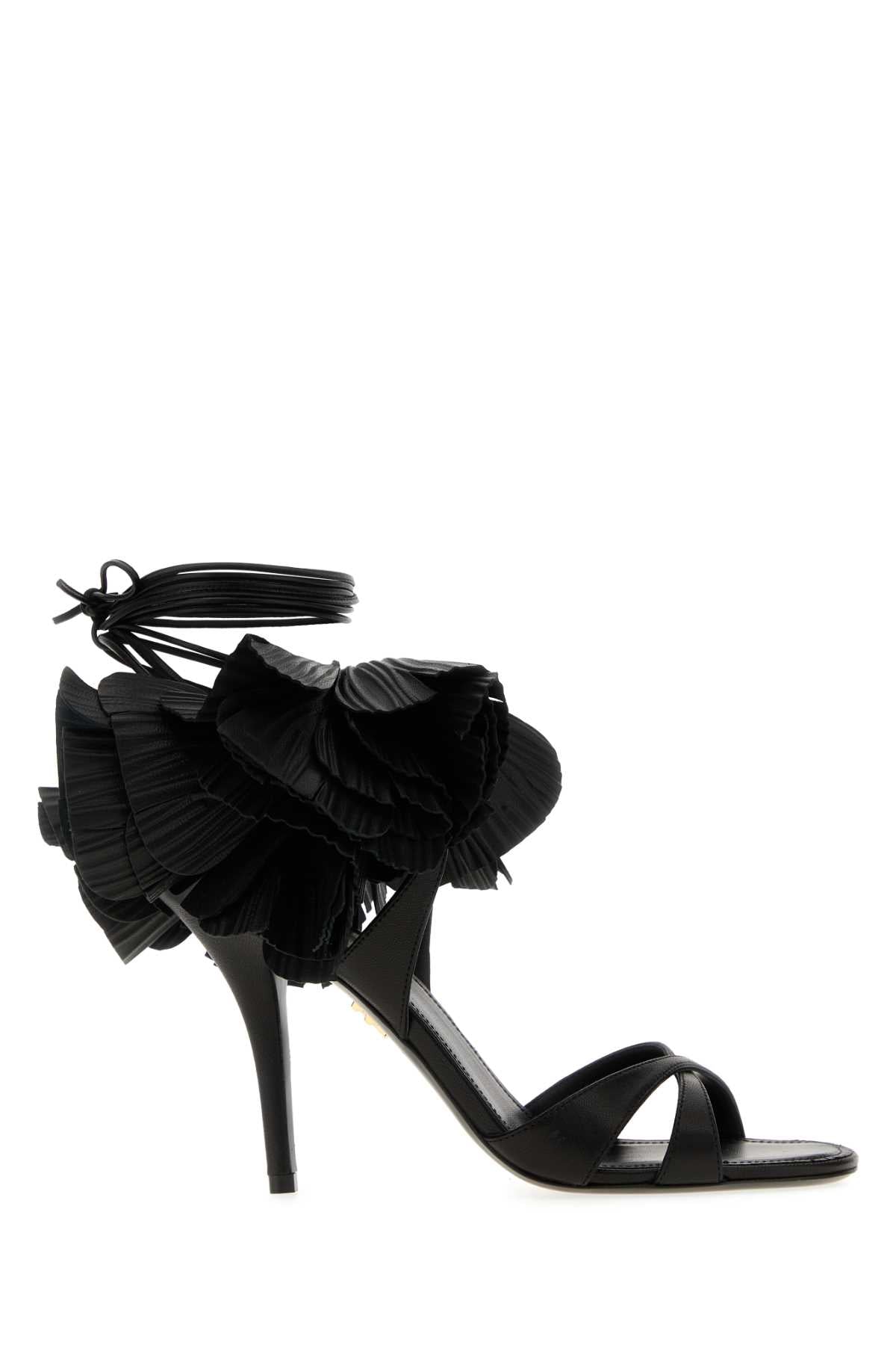 Salvatore Ferragamo Women Black Leather Estrella 95 Sandals FERRAGAMO