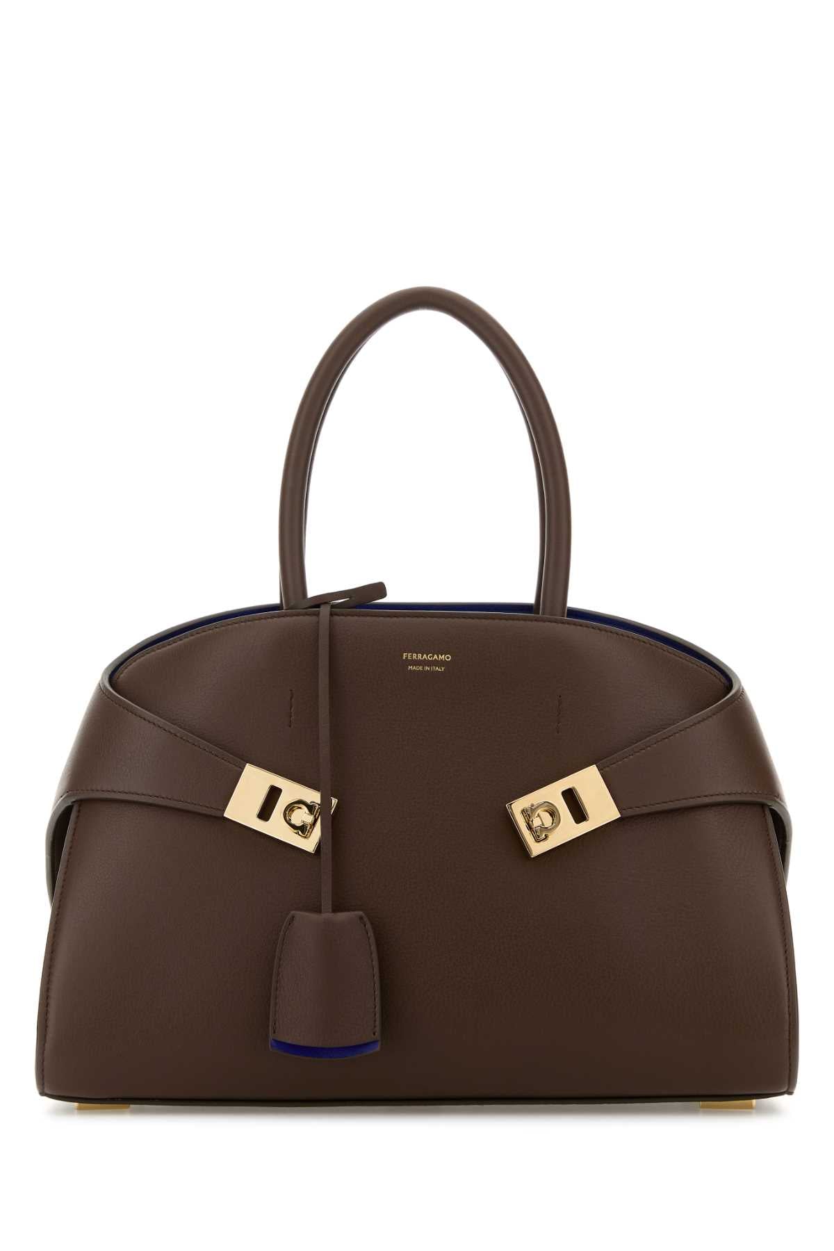 Salvatore Ferragamo Women Brown Leather Small Hug Handbag FERRAGAMO