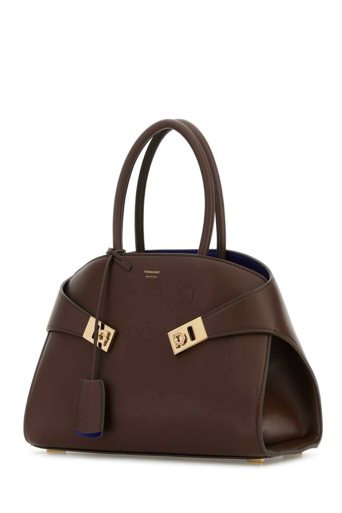 Salvatore Ferragamo Women Brown Leather Small Hug Handbag FERRAGAMO