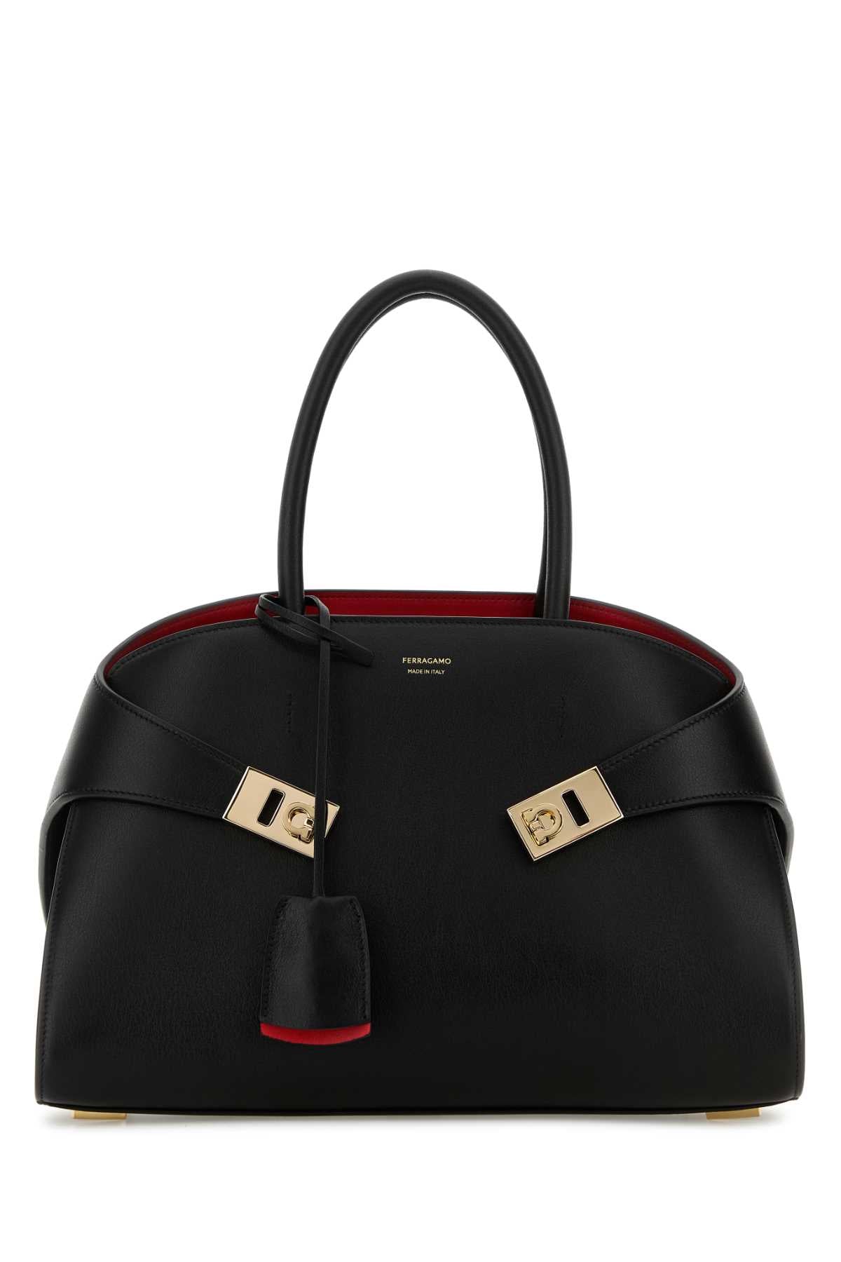 Salvatore Ferragamo Women Black Leather Small Hug Handbag FERRAGAMO