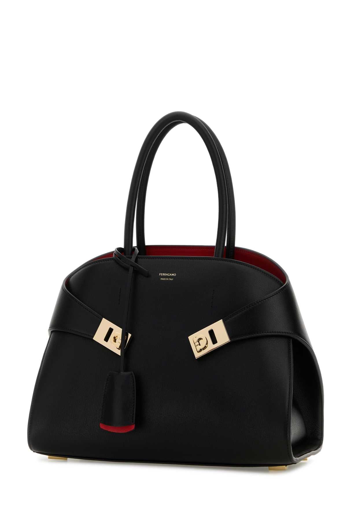 Salvatore Ferragamo Women Black Leather Small Hug Handbag FERRAGAMO