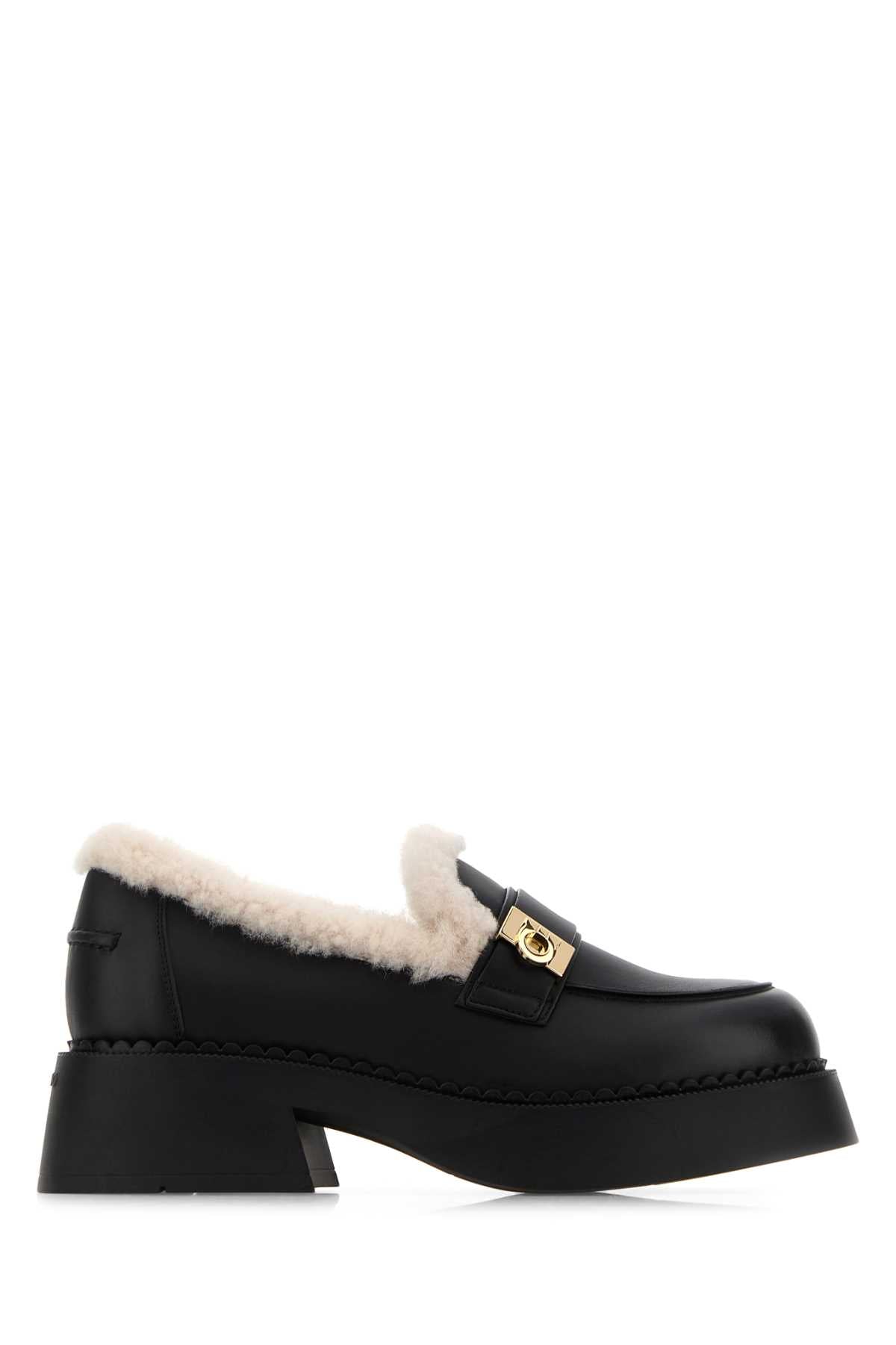 Salvatore Ferragamo Women Black Leather Caminia Loafers FERRAGAMO