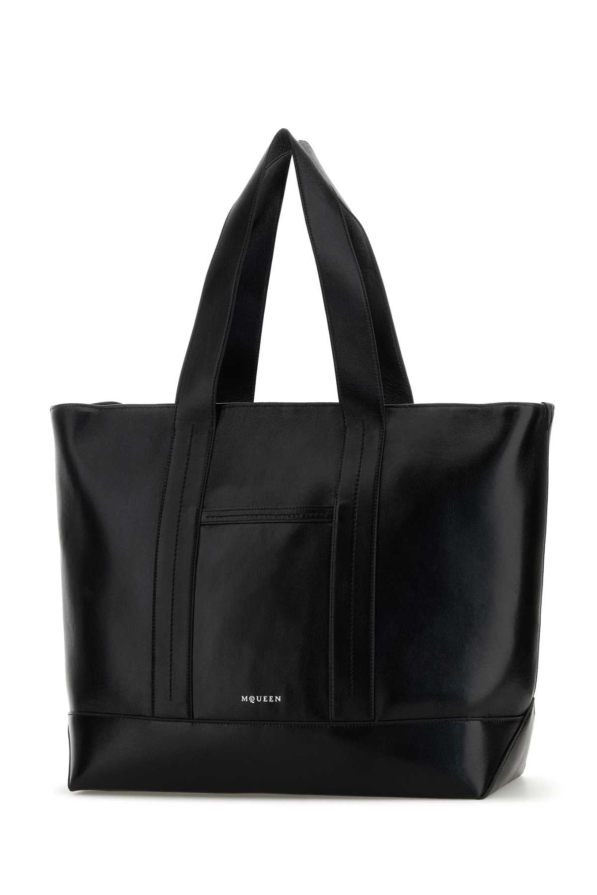 Alexander Mcqueen Men Black Leather Shopping Bag ALEXANDER MCQUEEN