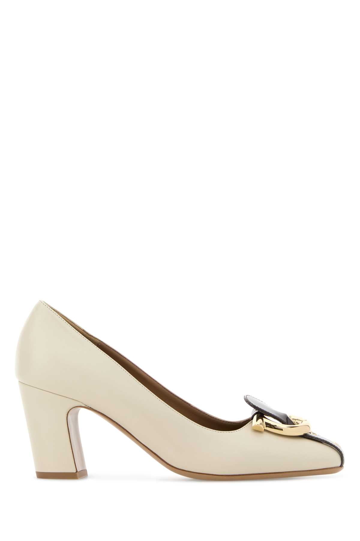 Salvatore Ferragamo Women Ivory Leather Oxide 70 Pumps FERRAGAMO