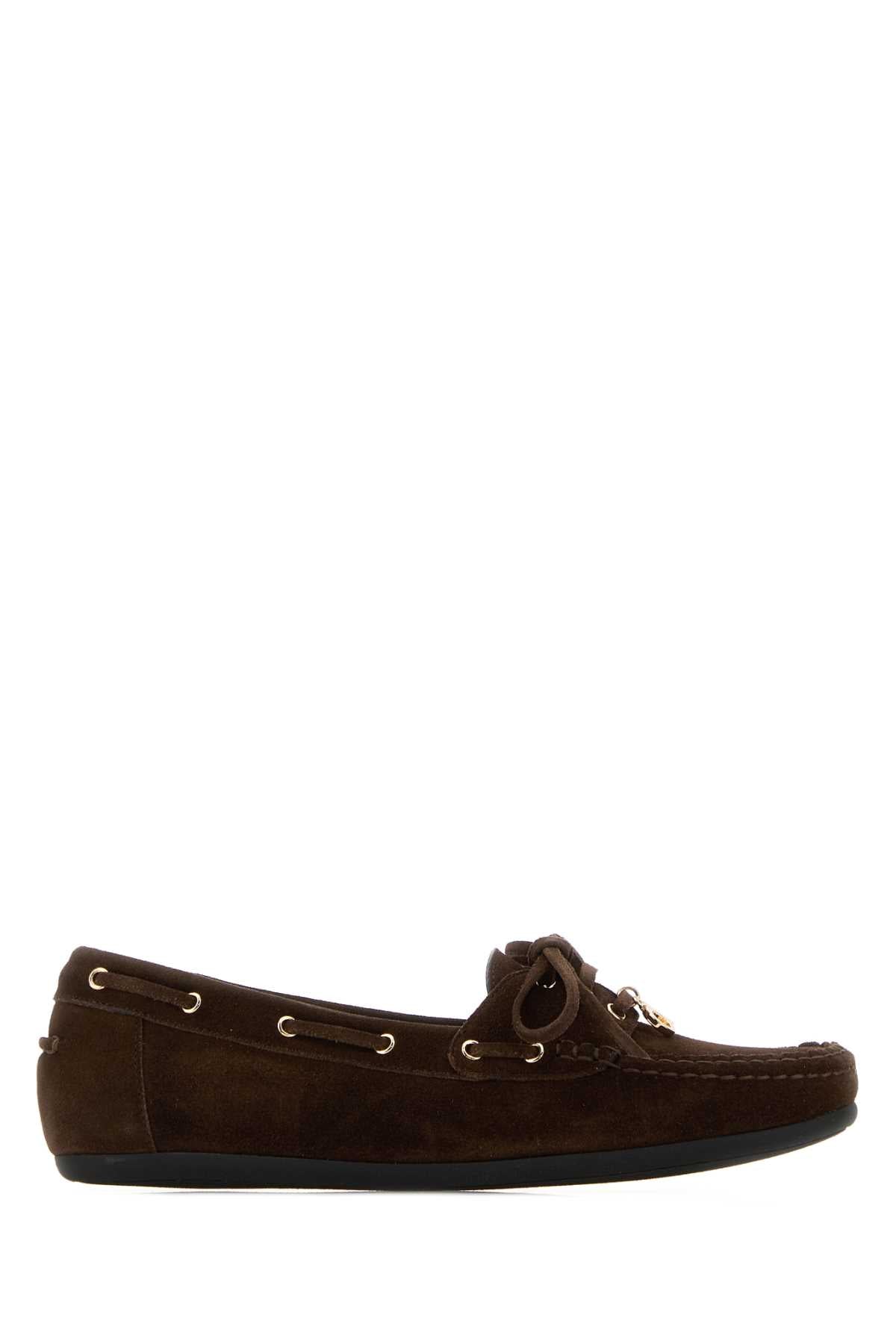 Salvatore Ferragamo Women Dark Brown Suede Flippy Loafers FERRAGAMO