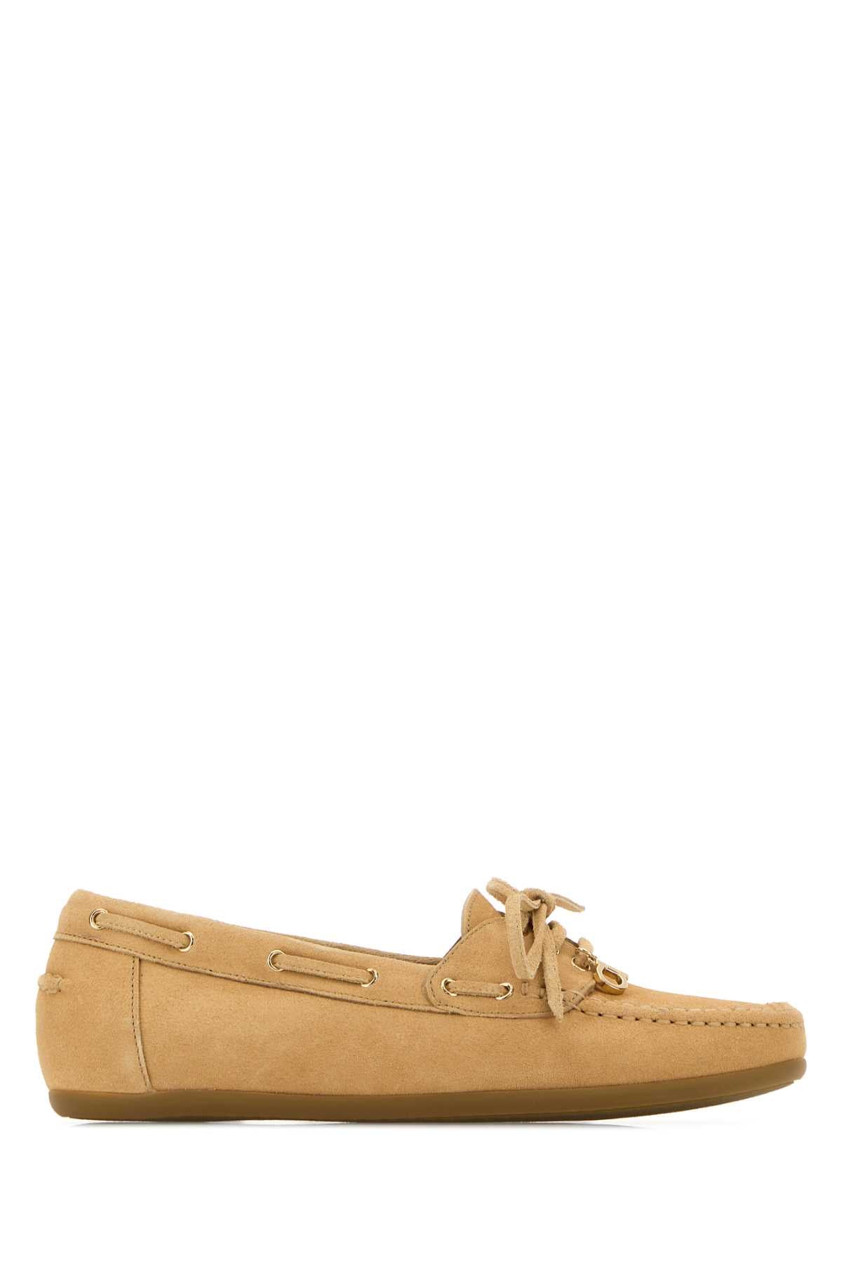 Salvatore Ferragamo Women Beige Suede Flippy Loafers FERRAGAMO