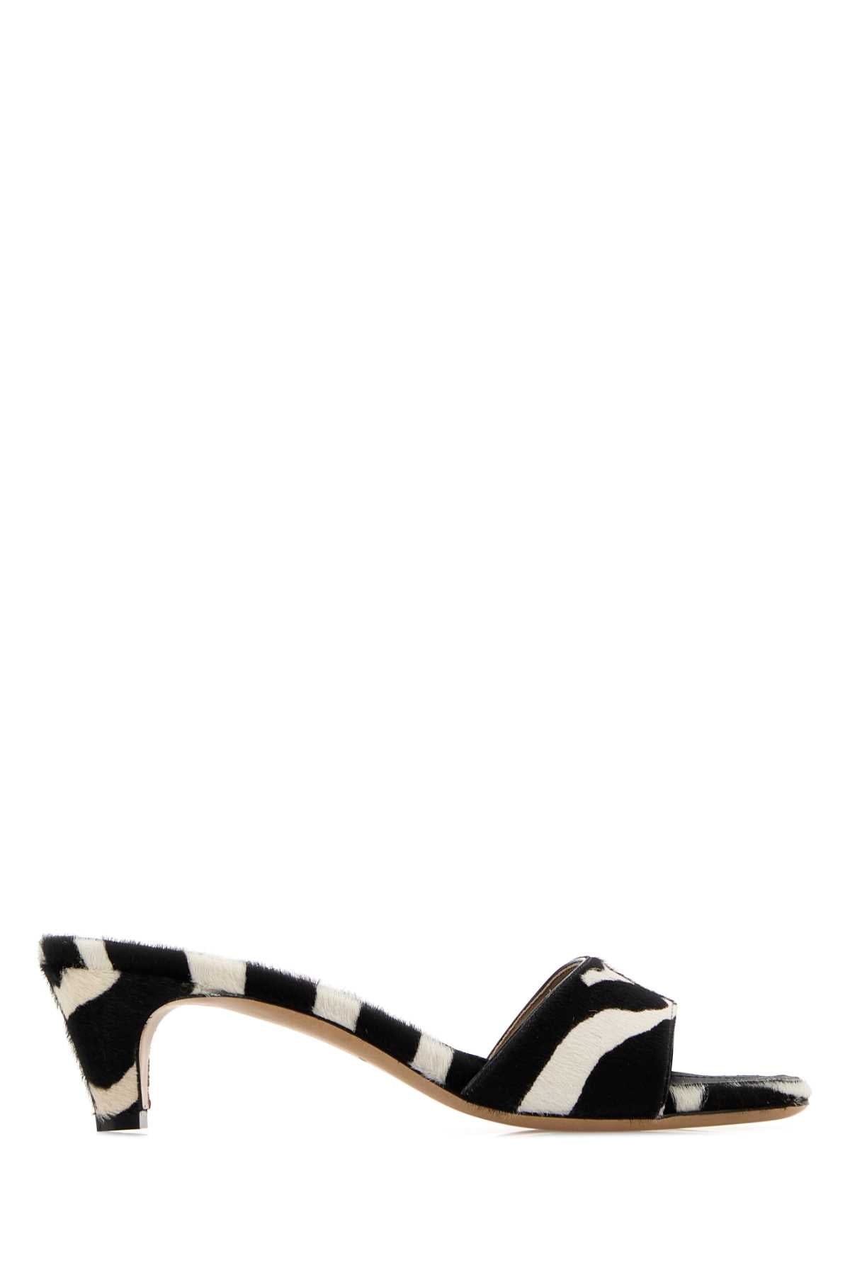 Salvatore Ferragamo Women Printed Calf Hair Tatiana 40 Mules FERRAGAMO