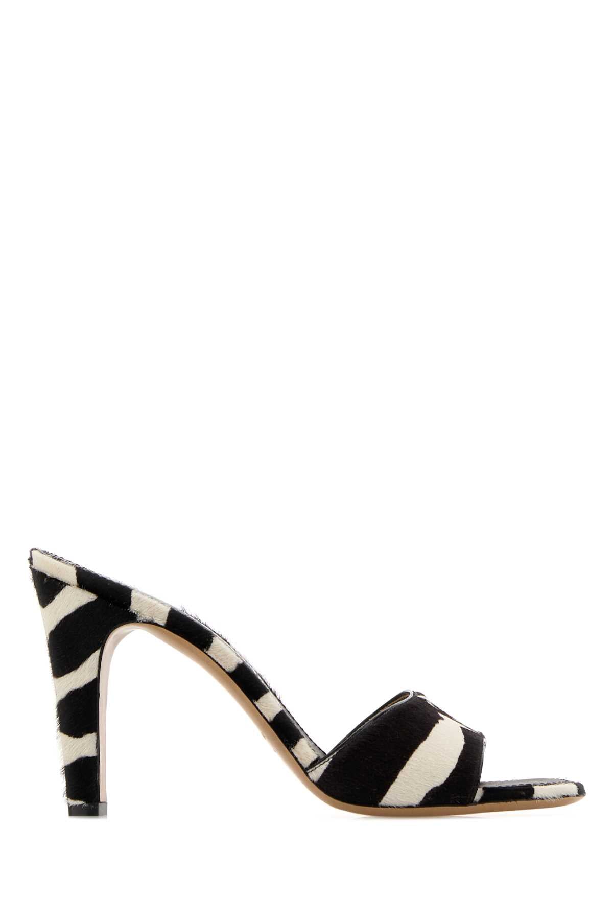 Salvatore Ferragamo Women Printed Calf Hair Tatiana 95 Mules FERRAGAMO