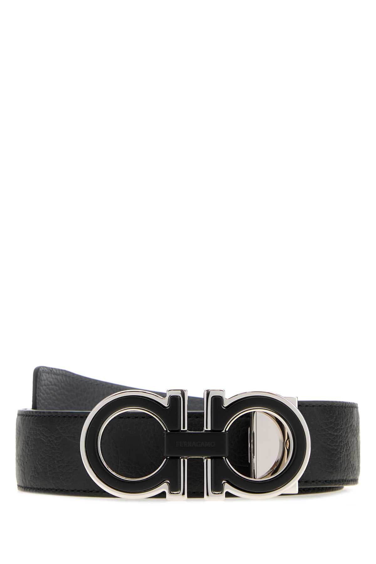 Salvatore Ferragamo Men Black Leather Reversible Belt FERRAGAMO