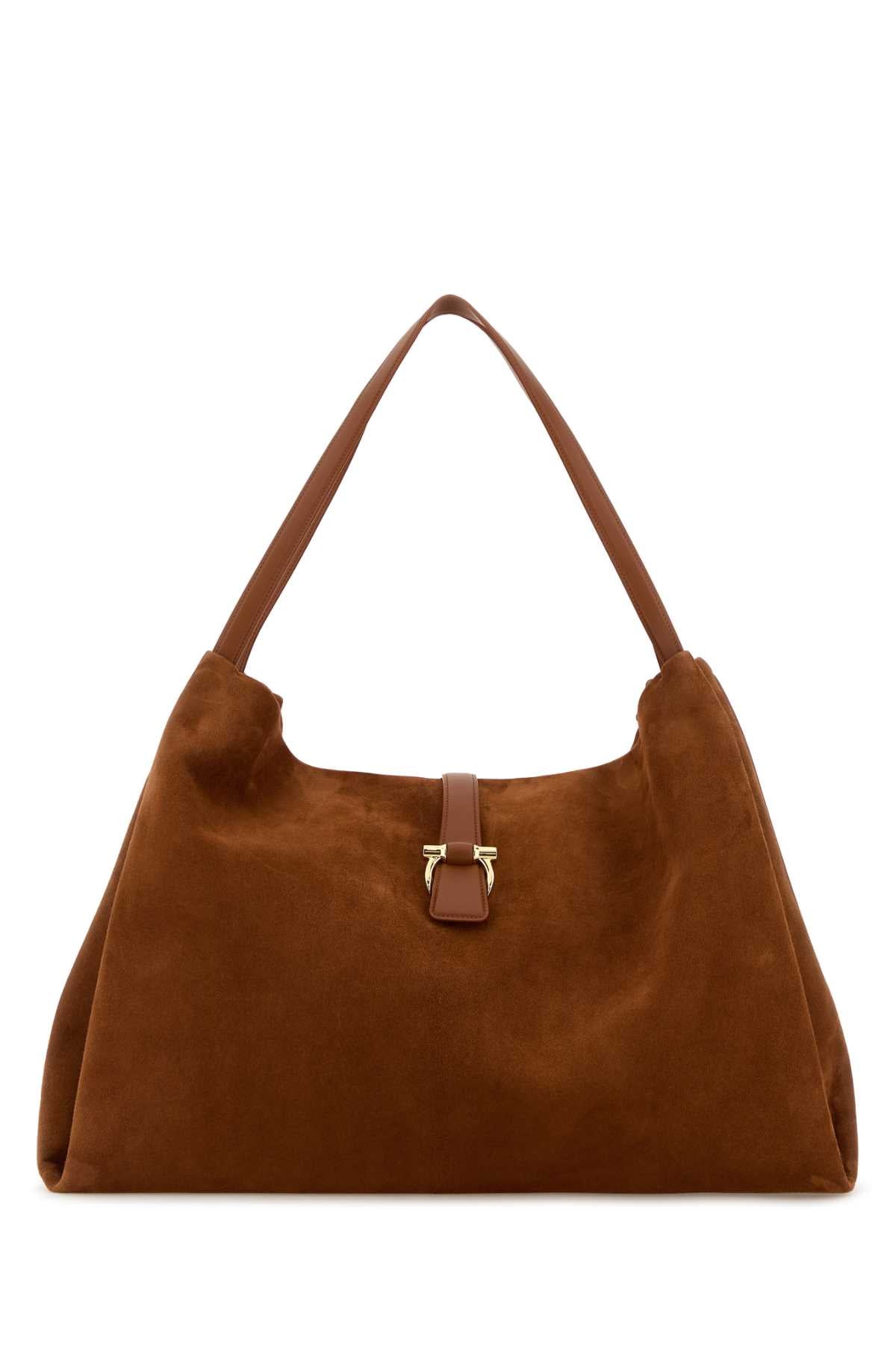 Salvatore Ferragamo Women Caramel Suede Shopping Bag FERRAGAMO