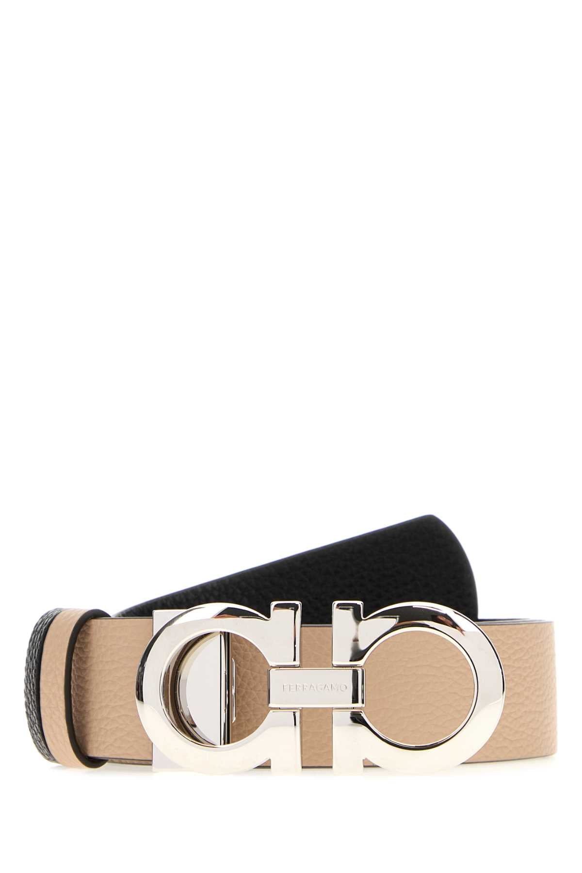 Salvatore Ferragamo Women Sand Leather Reversible Belt FERRAGAMO