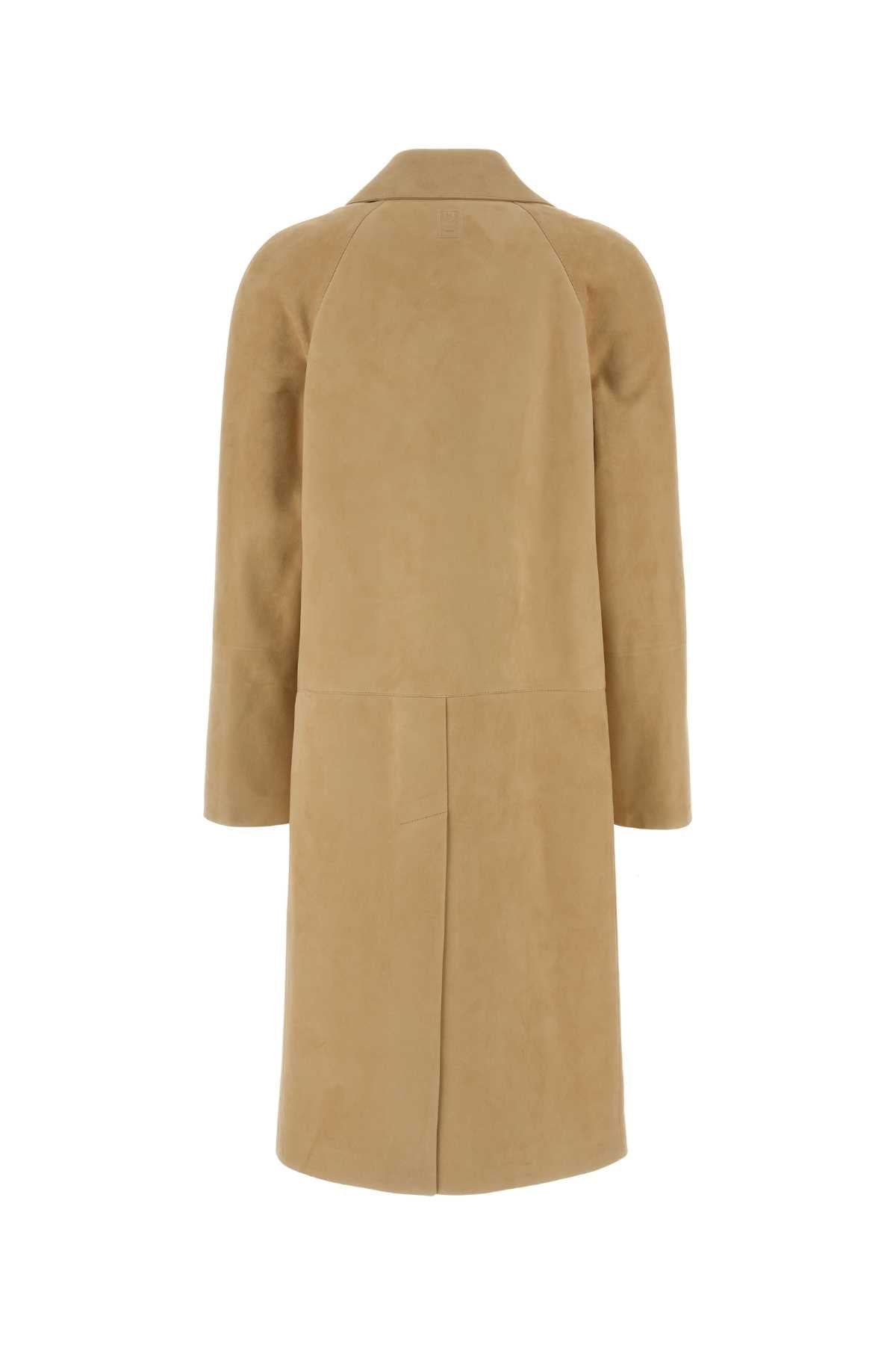 Salvatore Ferragamo Women Beige Suede Coat FERRAGAMO