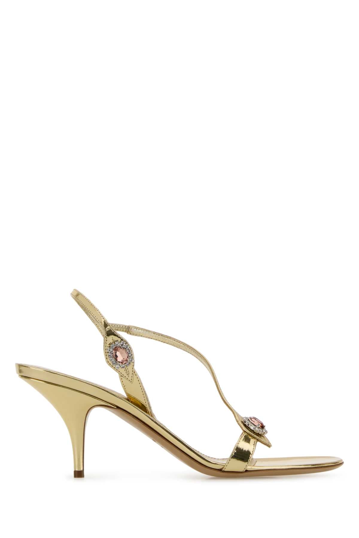 Salvatore Ferragamo Women Gold Leather Sibilla Sandals FERRAGAMO