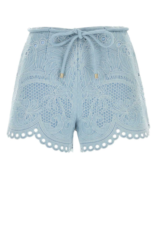 Zimmermann Women Embroidered Denim Shorts ZIMMERMANN