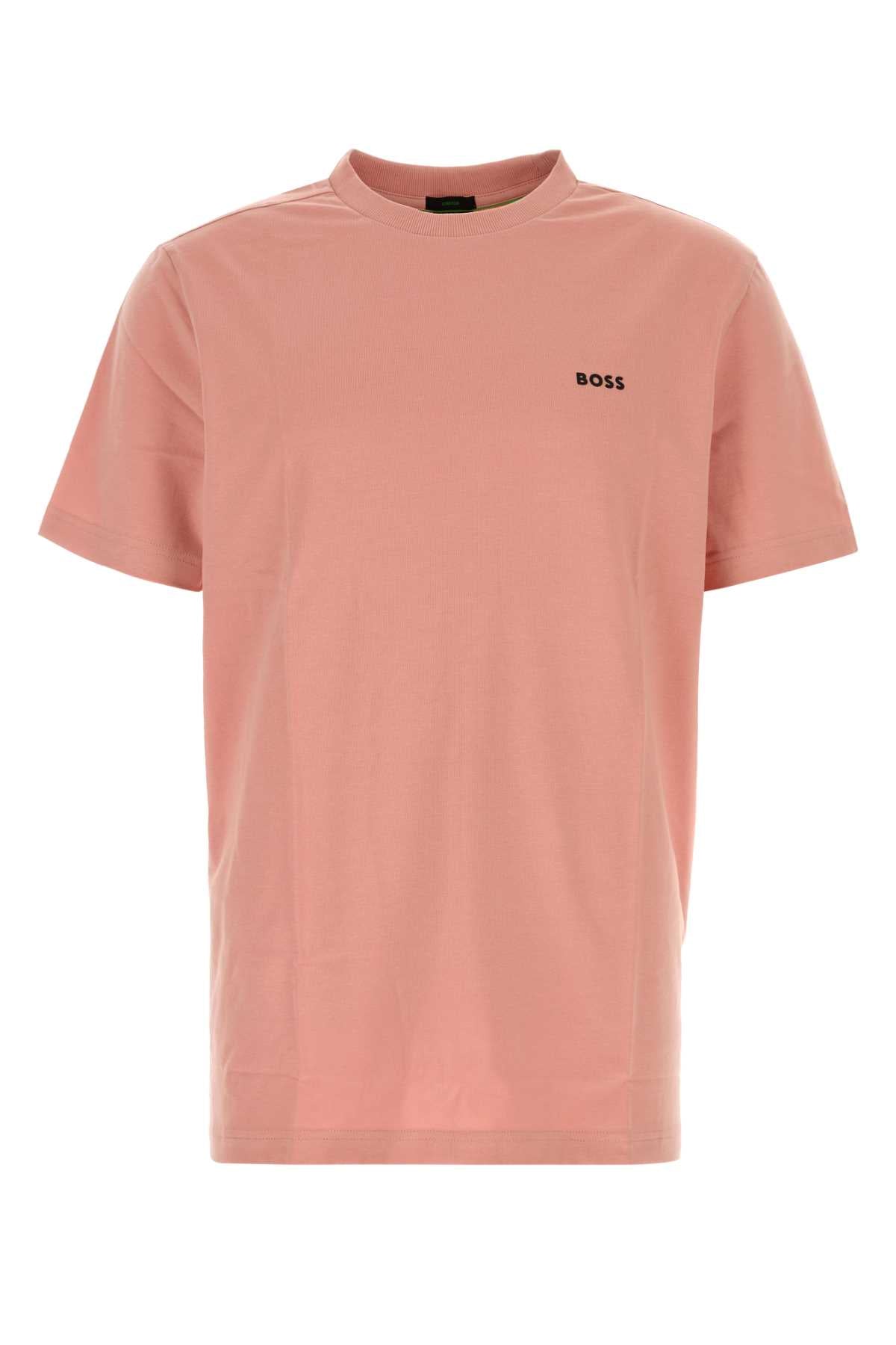 Boss Men Dark Pink Stretch Cotton T-Shirt BOSS