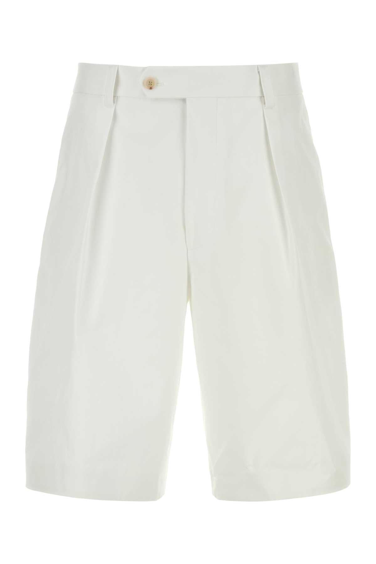 Boss Men White Cotton Bermuda Shorts BOSS