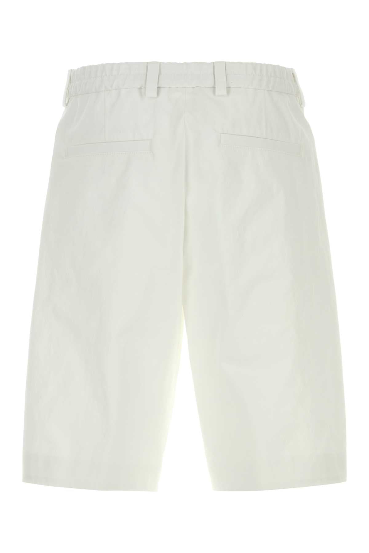 Boss Men White Cotton Bermuda Shorts BOSS