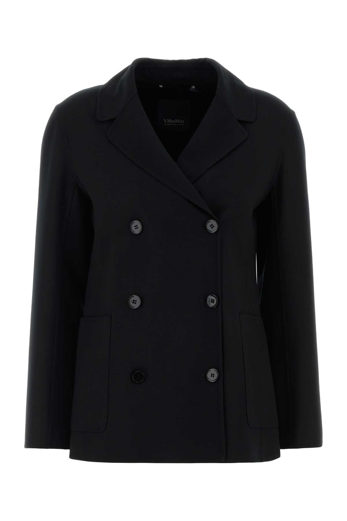 S Maxmara Women Black Stretch Wool Fiore Blazer S MAX MARA