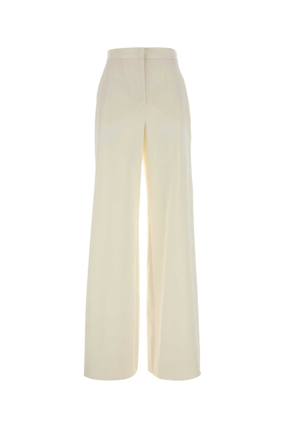Max Mara Women White Stretch Cotton Dentice Wide-Leg Pant MAX MARA