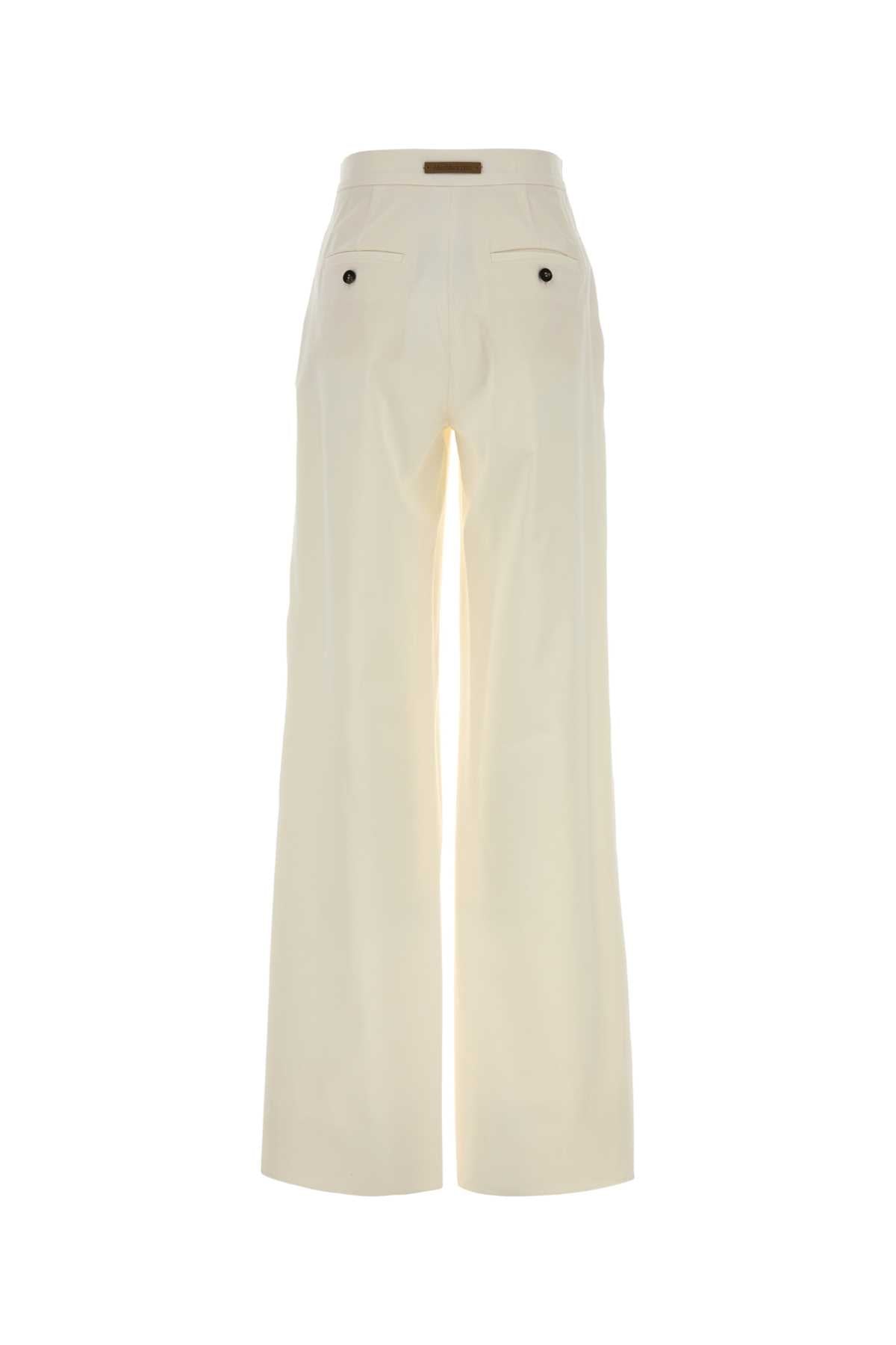 Max Mara Women White Stretch Cotton Dentice Wide-Leg Pant MAX MARA