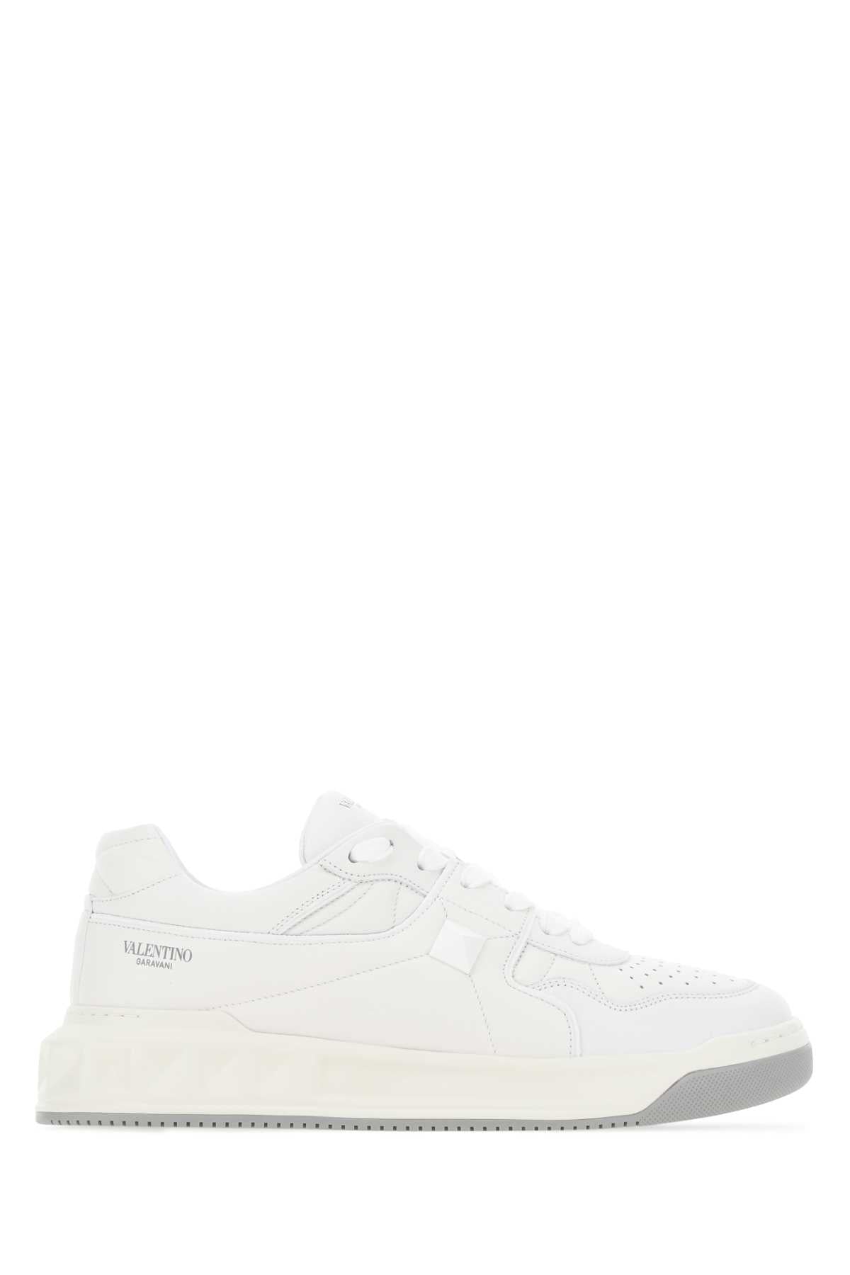Valentino Garavani Men White Nappa Leather One Stud Sneakers VALENTINO GARAVANI