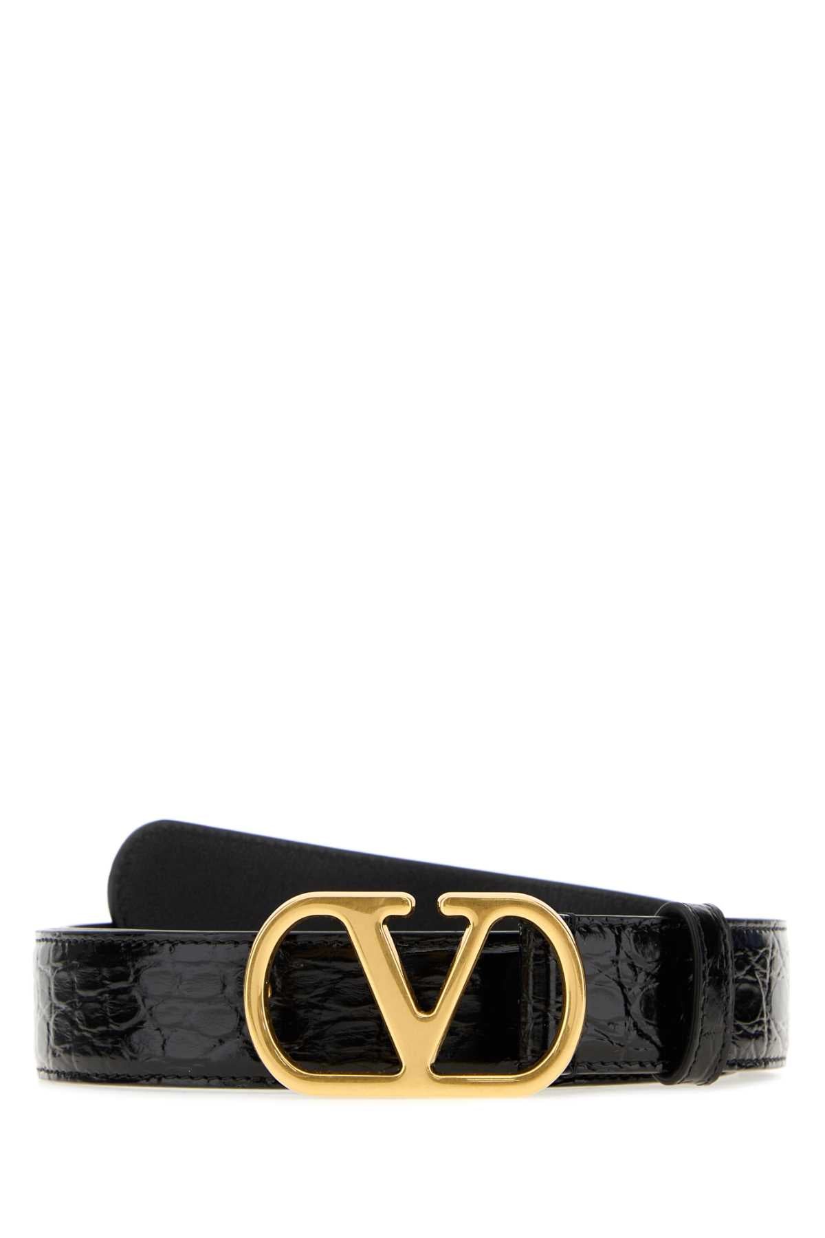 Valentino Garavani Men Black Leather Belt VALENTINO GARAVANI