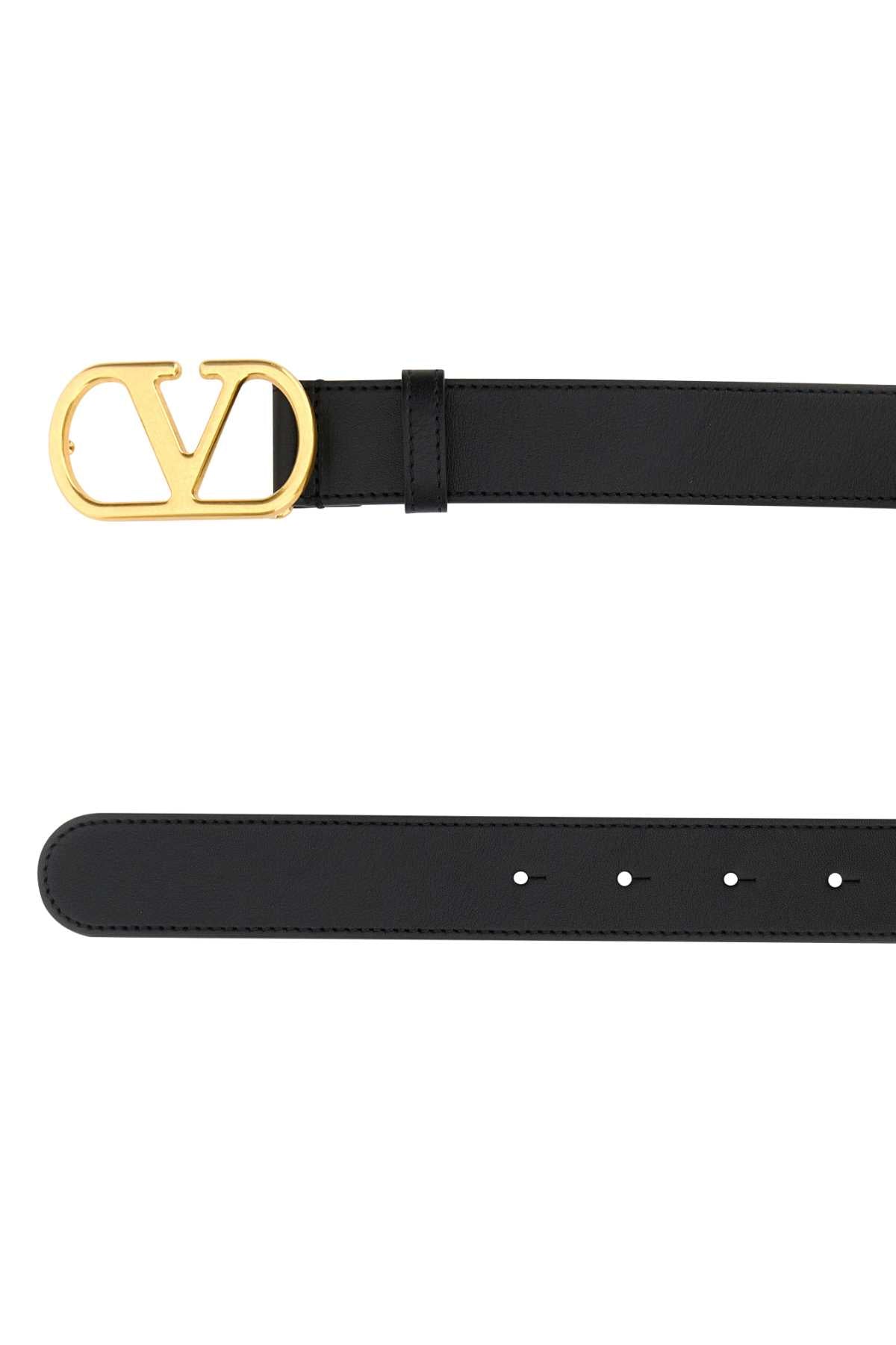 Valentino Garavani Men Black Leather Vlogo Belt VALENTINO GARAVANI