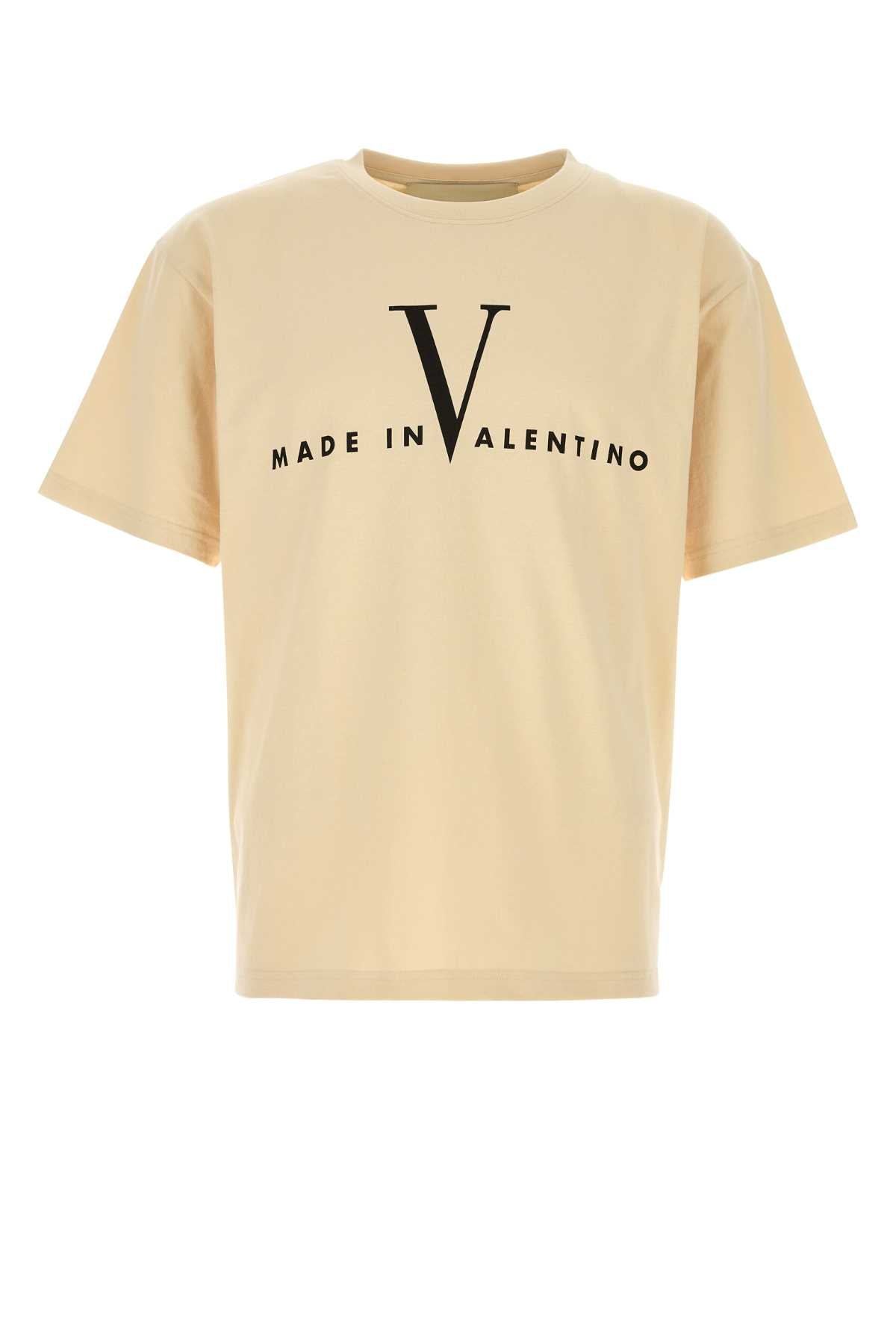 Valentino Garavani Men Beige Cotton T-Shirt VALENTINO GARAVANI