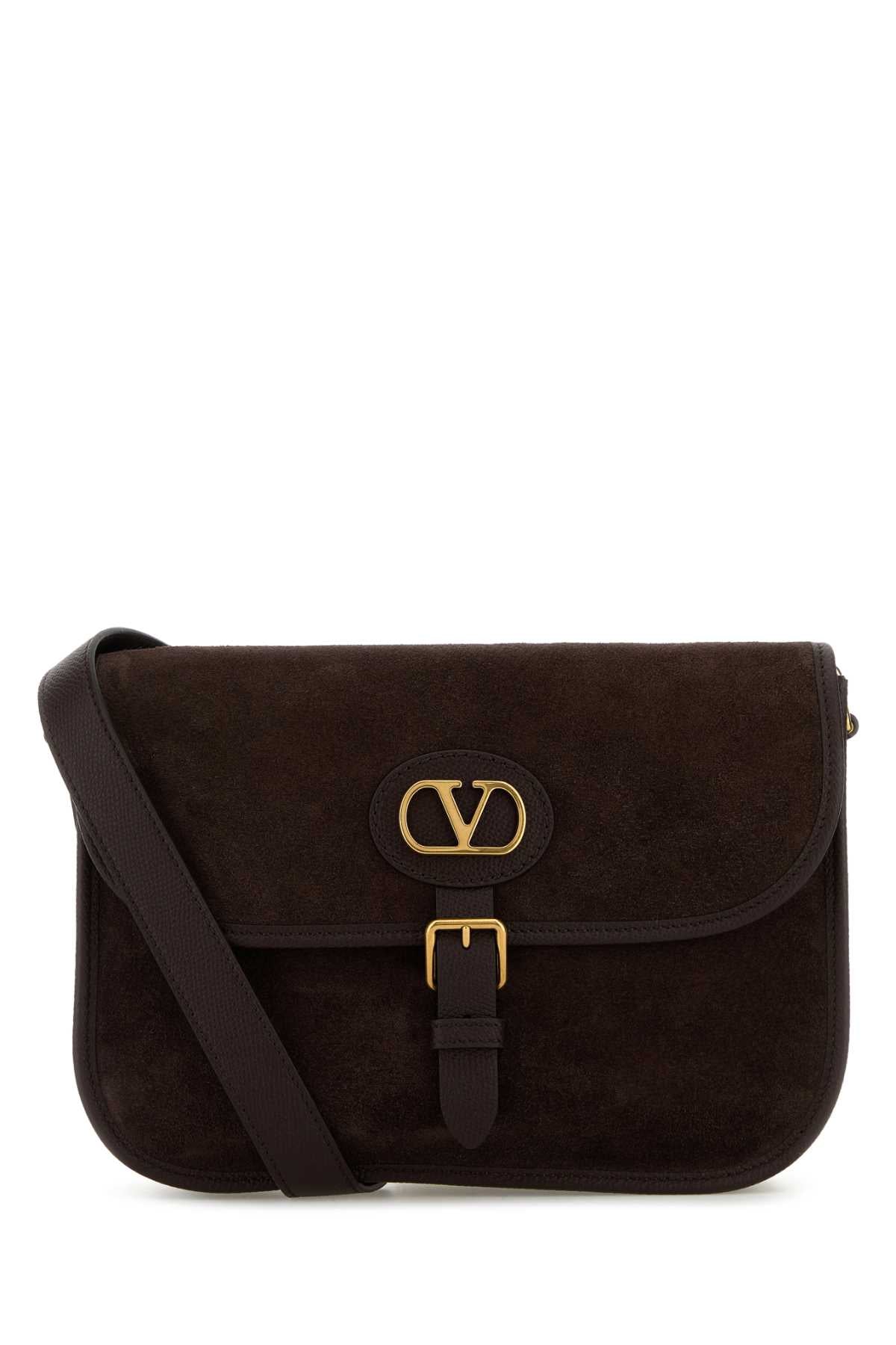 Valentino Garavani Men Brown Suede Antibes Crossbody Bag
