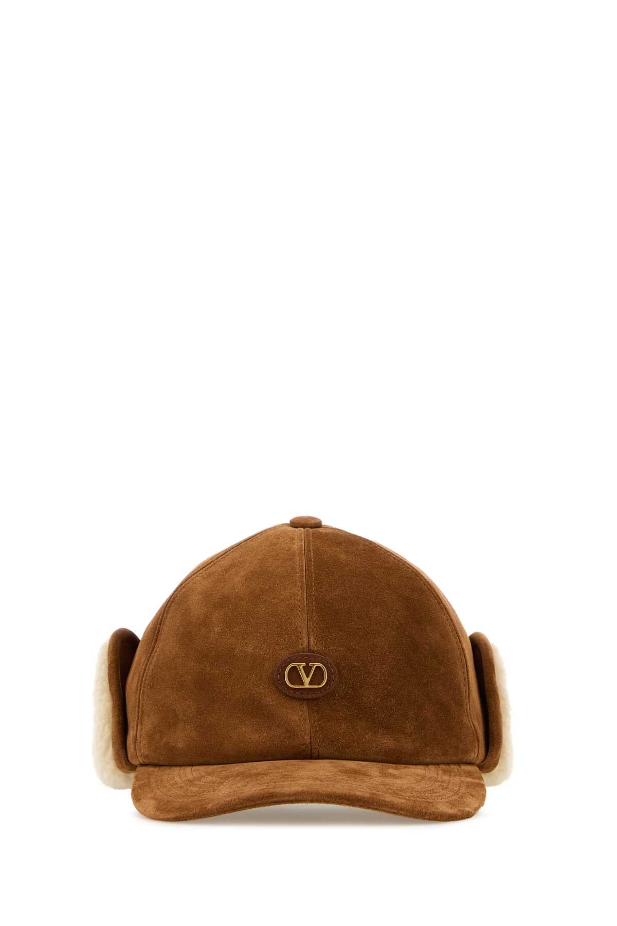 Valentino Garavani Men Caramel Suede Baseball Cap VALENTINO GARAVANI