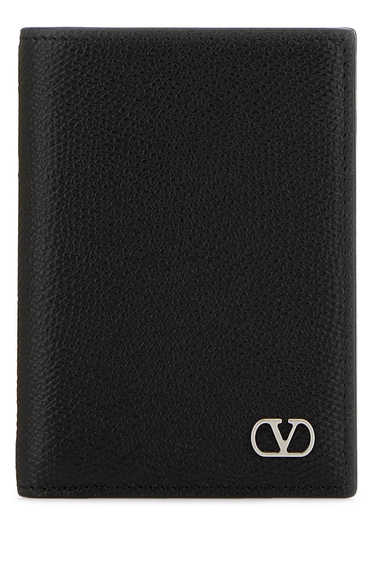 Valentino Garavani Men Black Leather Card Holder VALENTINO GARAVANI