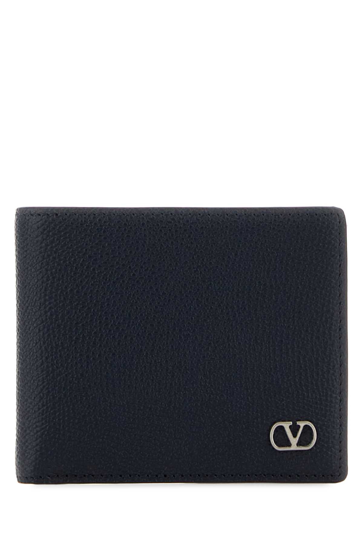 Valentino Garavani Men Midnight Blue Leather Vlogo Signature Wallet VALENTINO GARAVANI