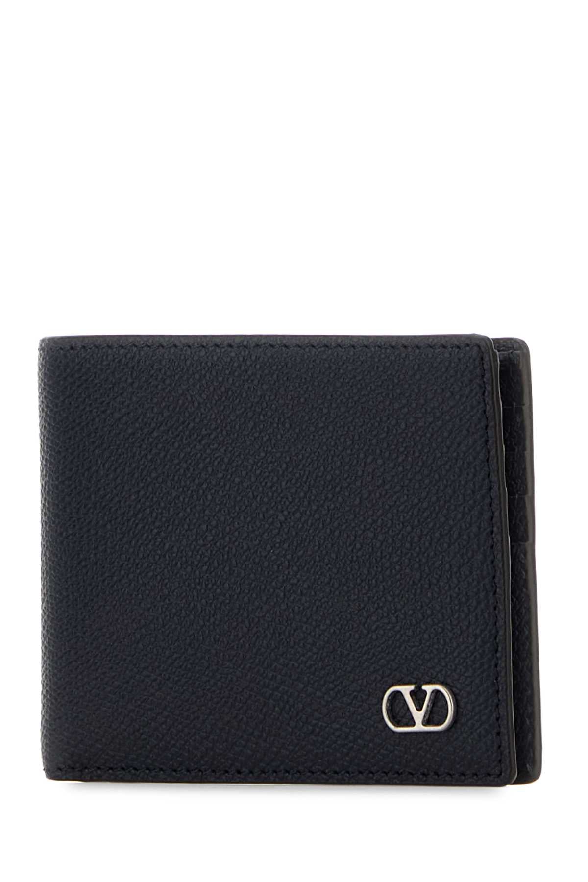 Valentino Garavani Men Midnight Blue Leather Vlogo Signature Wallet VALENTINO GARAVANI