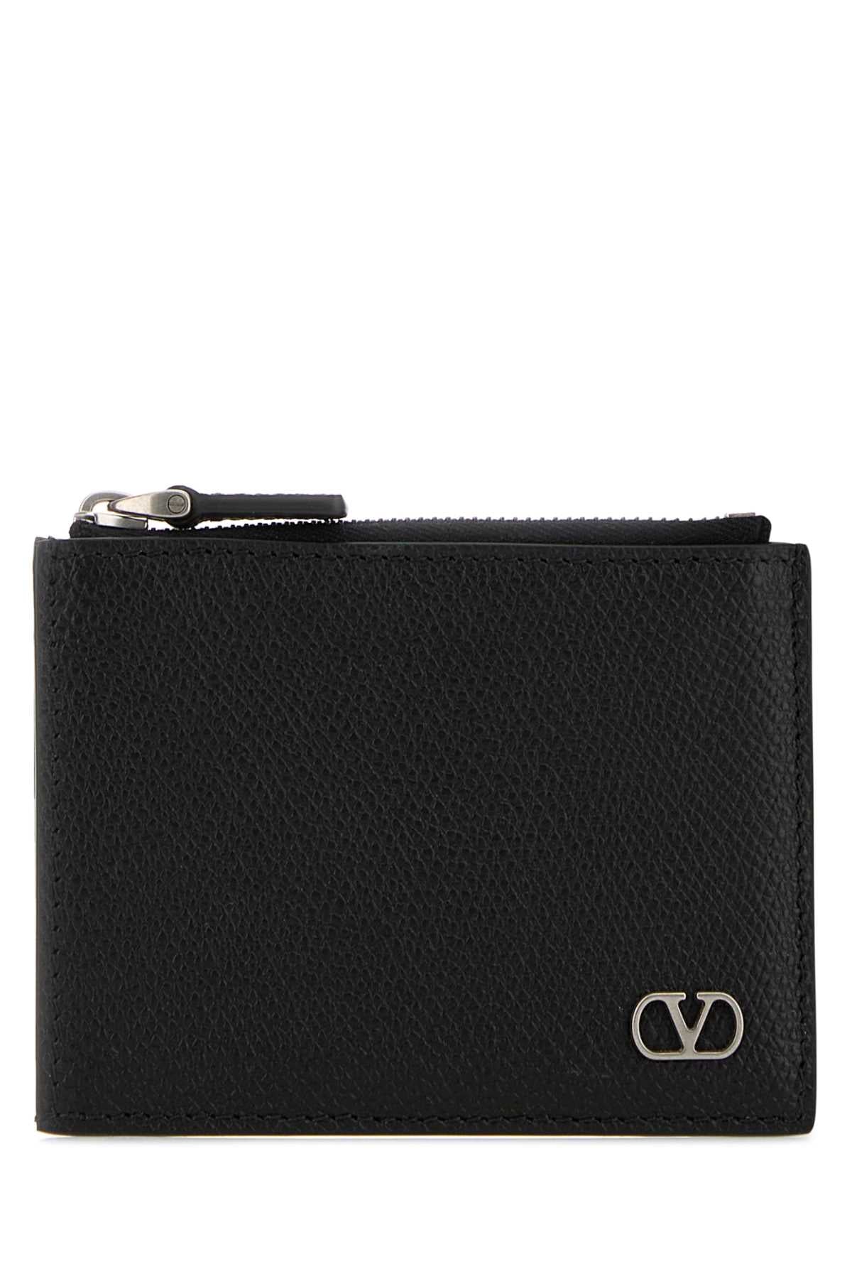 Valentino Garavani Men Black Leather Coin Purse VALENTINO GARAVANI